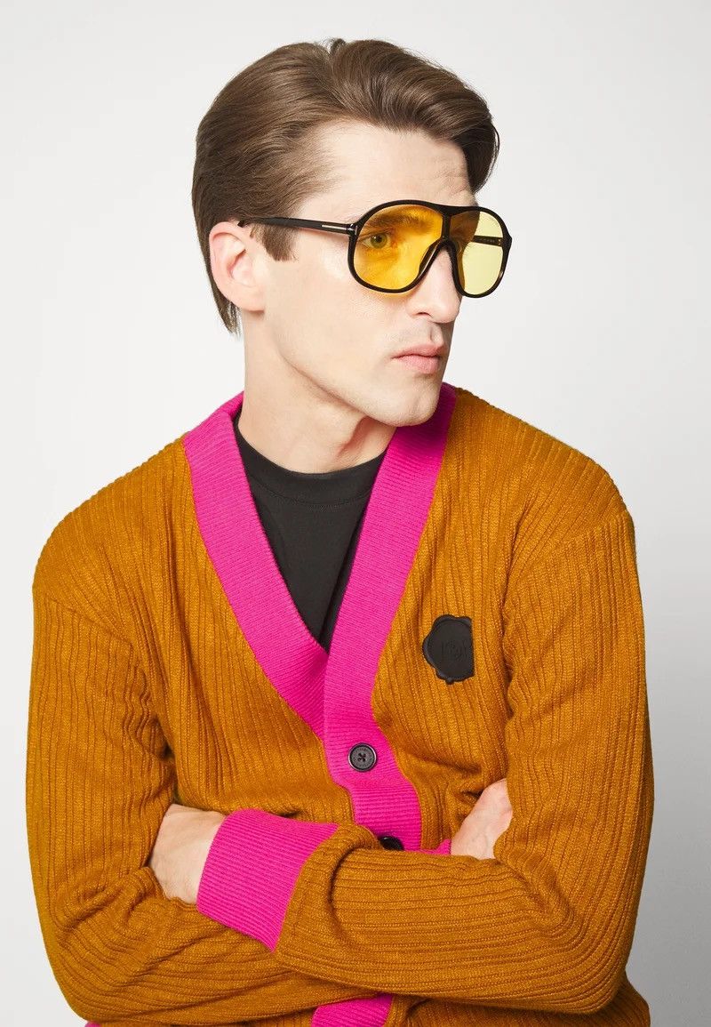 Viktor & Rolf !DS! FW22 Viktor & Rolf Logo Pink Brown Wool Cardigan Size US XL / EU 56 / 4 - 1 Thumbnail