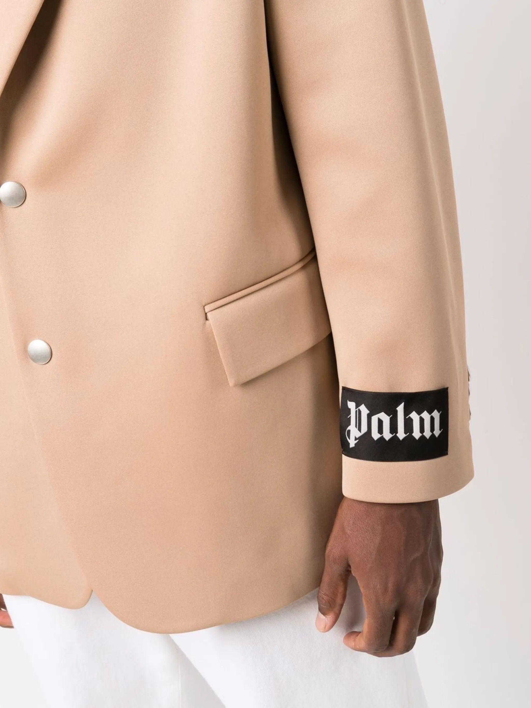Palm Angels o1y0325 Logo Blazer in Beige/Green Size US M / EU 48-50 / 2 - 2 Thumbnail