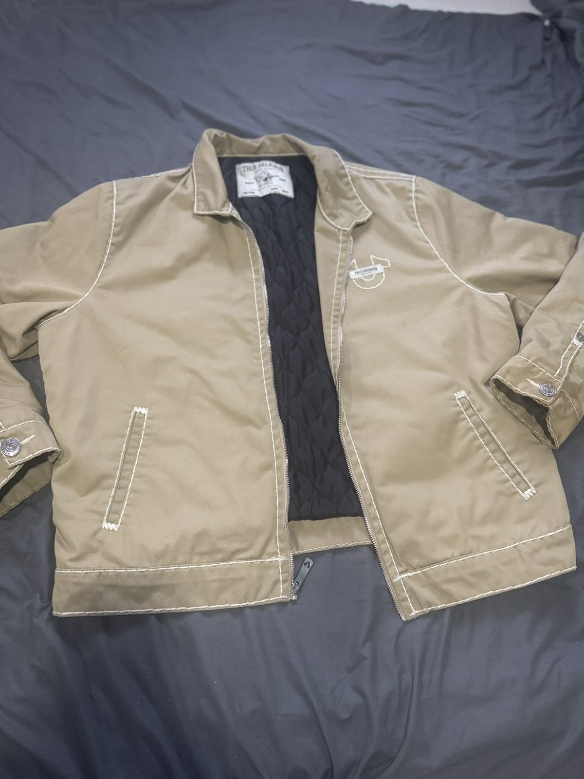 True Religion True Religion Super T Twill Bomber Jacket Khaki Size L Size US L / EU 52-54 / 3 - 2 Thumbnail