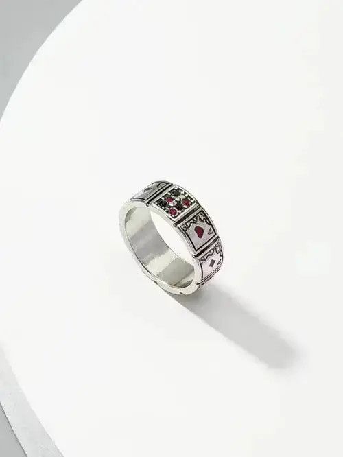 Ring Of Fire Retro Punk Gothic Silver Ring Size ONE SIZE - 3 Thumbnail