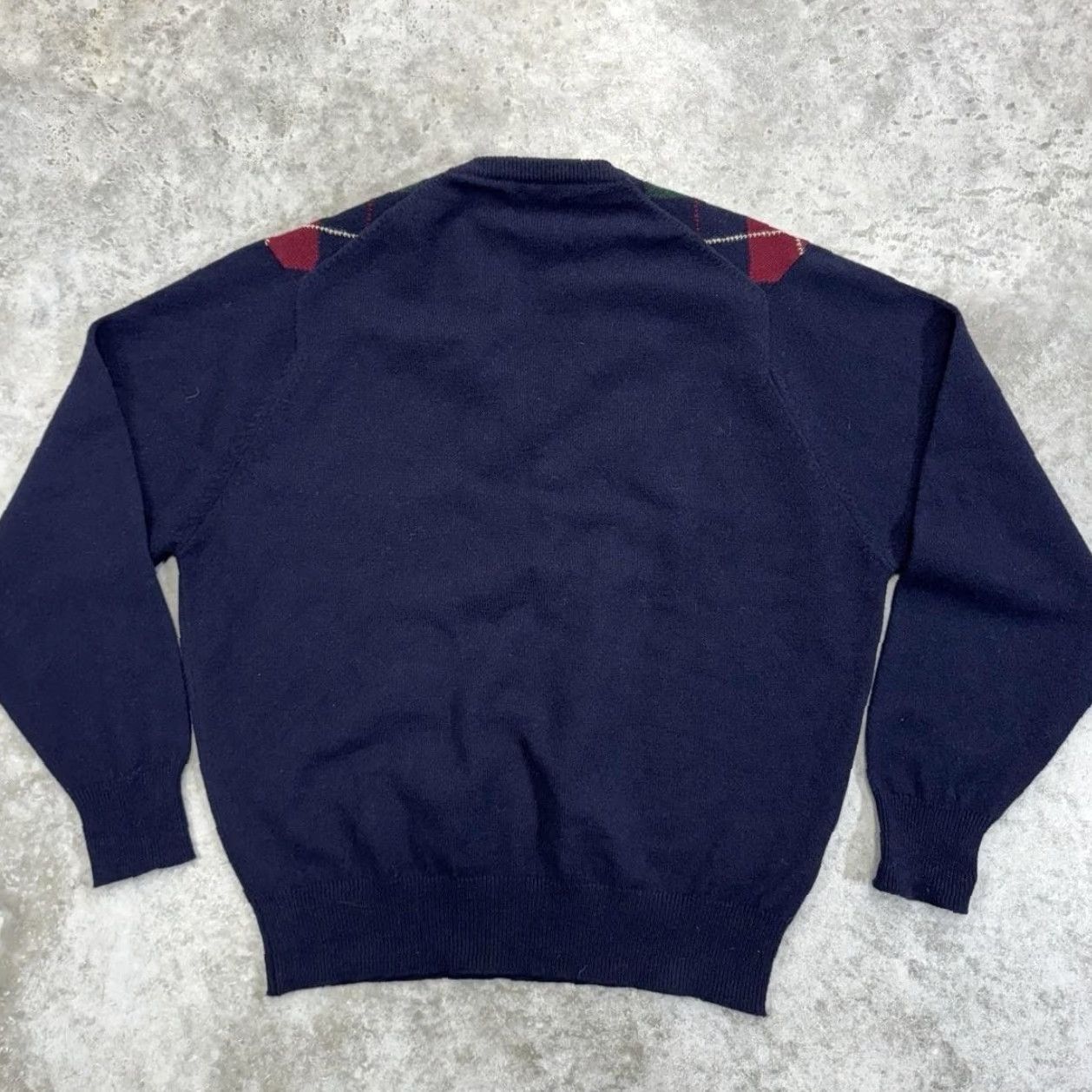 Brooks Brothers Brooks Brothers Sweater Mens 44 Navy Argyle V Neck Made in England Lambswool Size US XL / EU 56 / 4 - 6 Thumbnail