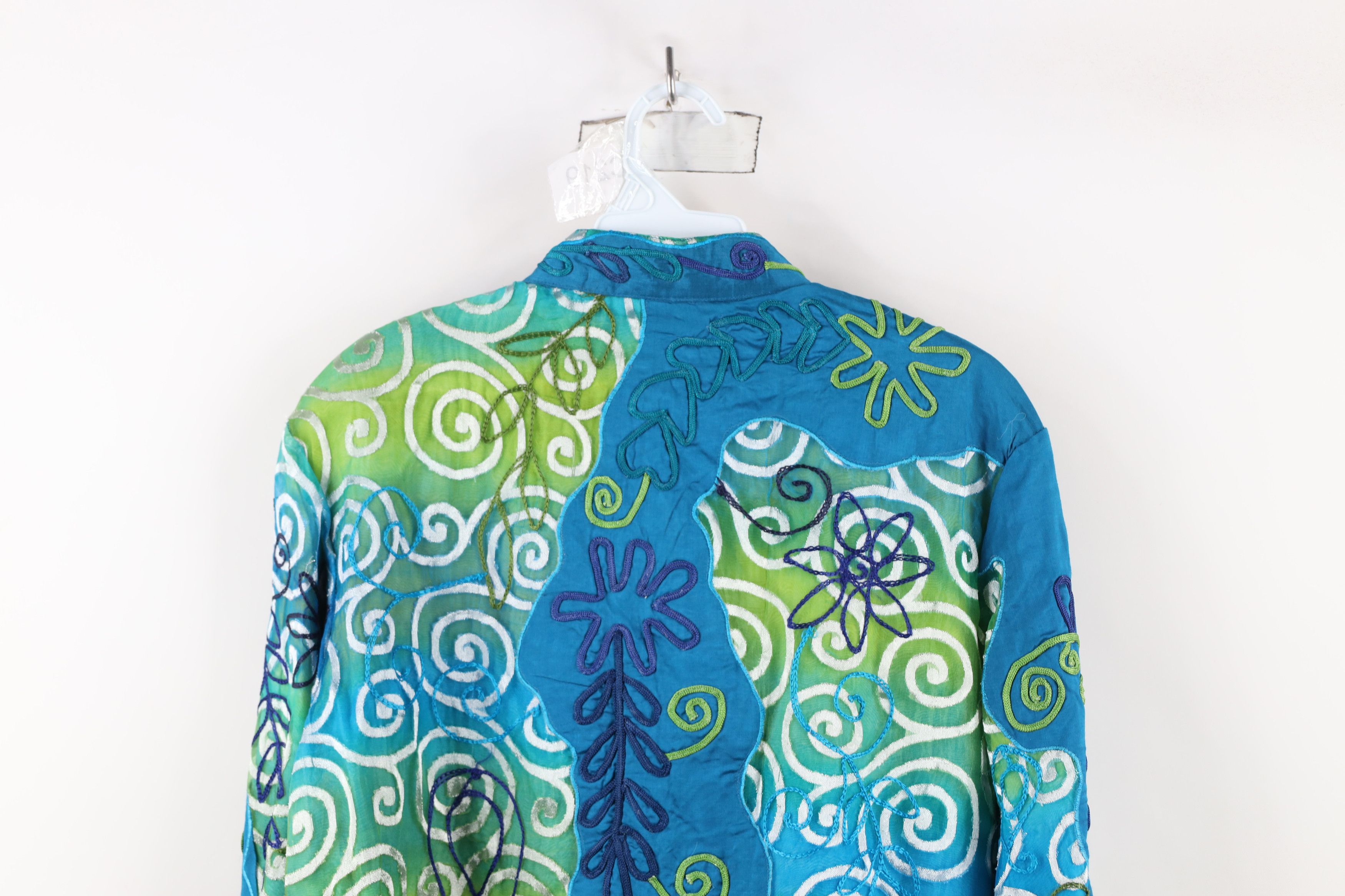 Vintage Vintage 90s Streetwear Flower Silk Button Shirt Jacket Size XL / US 12-14 / IT 48-50 - 12 Thumbnail