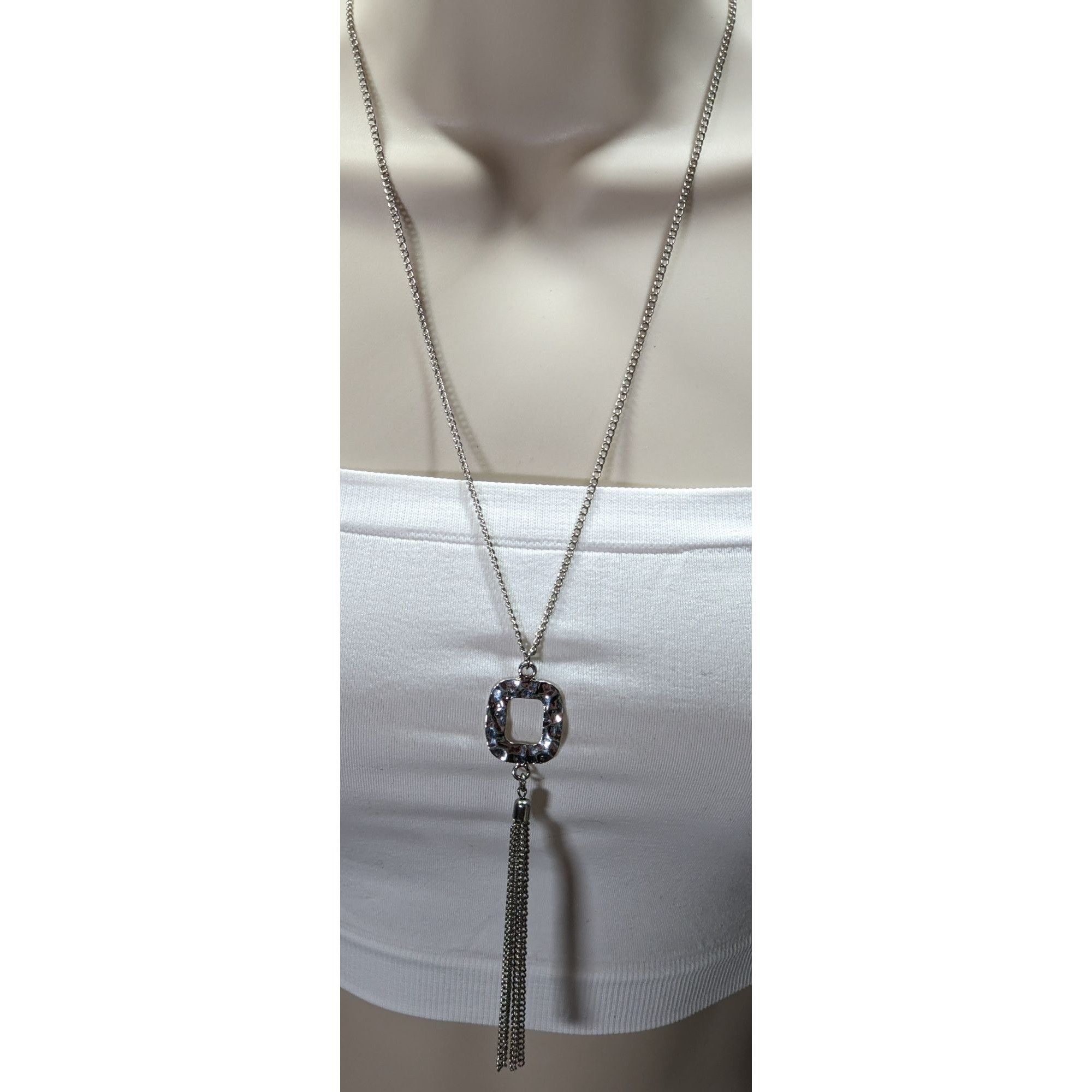 Other Brutalist Hammered Pendant Necklace With Tassel Accent Size ONE SIZE - 3 Thumbnail