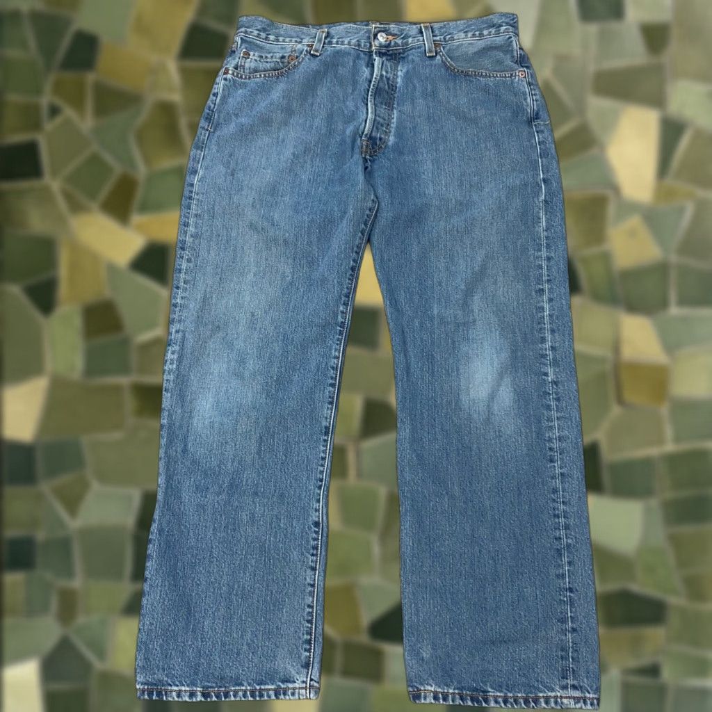 Levi's VTG Levi's 501 Jeans Mens 36x30 Straight Denim Distressed 90s Blue Button Fly Slim Regular 5-Pocket Design Mens Size US 36 / EU 52 - 1 Thumbnail