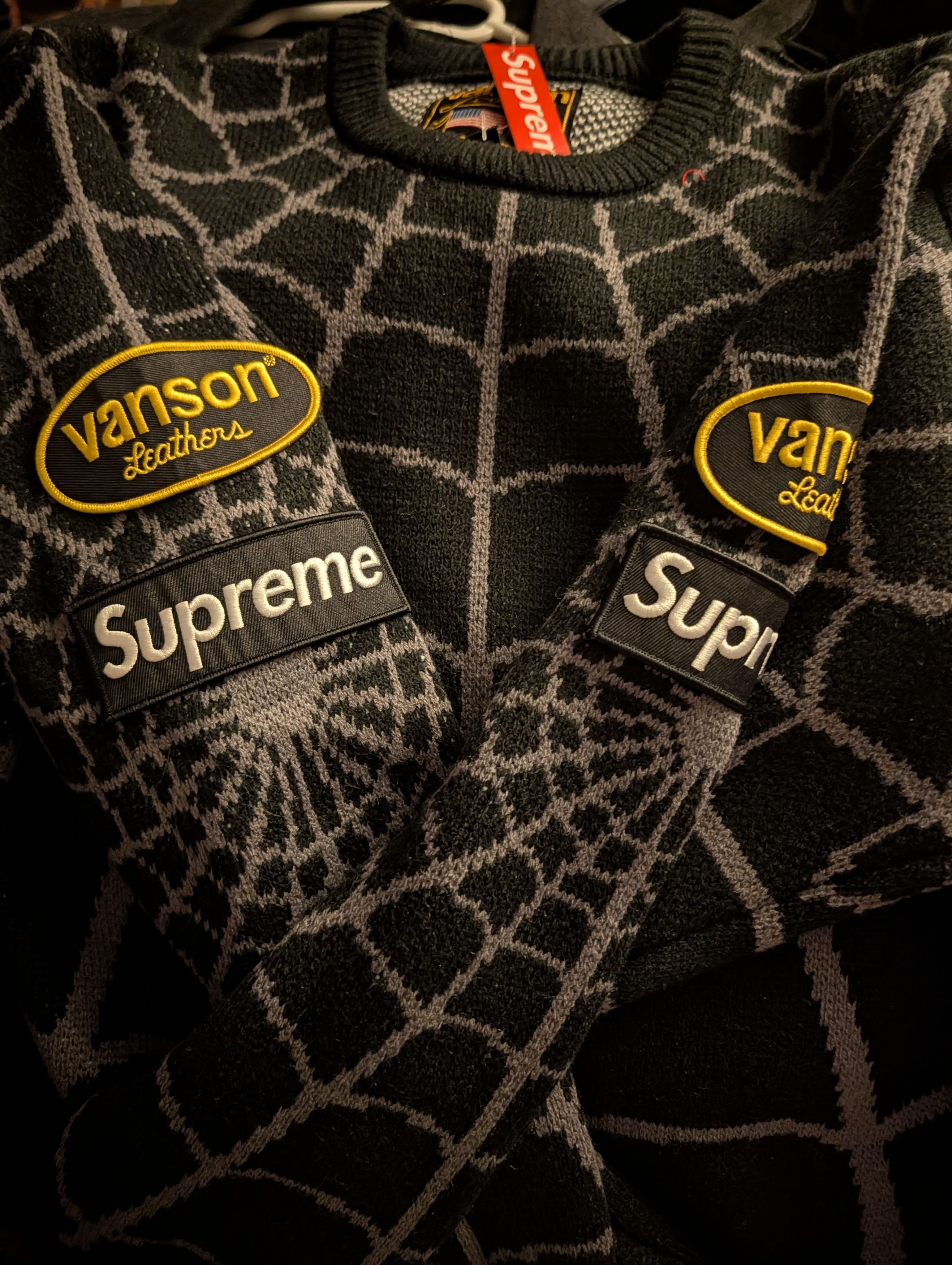 Supreme × Vanson Leathers Supreme Vanson Leathers Spider-Man Knit Sweater Black Size US S / EU 44-46 / 1 - 6 Thumbnail