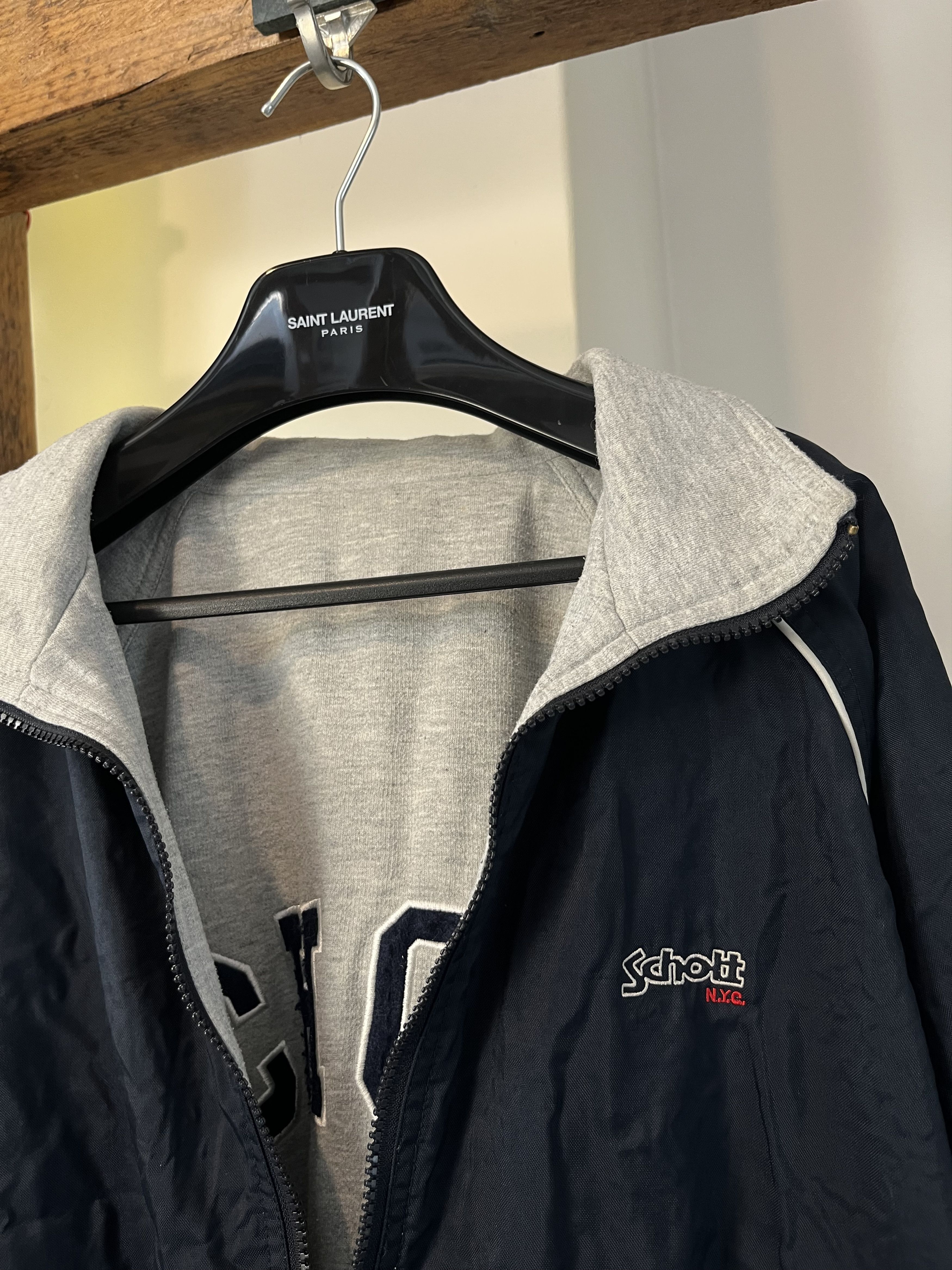 Schott × Vintage 90s Vintage Schott NYC Reversible Varsity Jacket Made in USA Size US XL / EU 56 / 4 - 8 Thumbnail