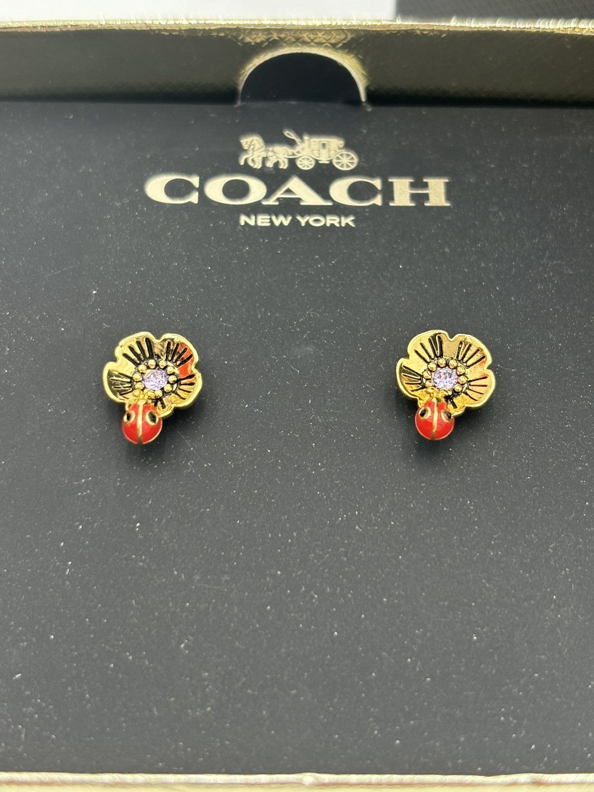 Coach COACH Ladybug On Flower Stud Earrings, With Box Size ONE SIZE - 2 Thumbnail