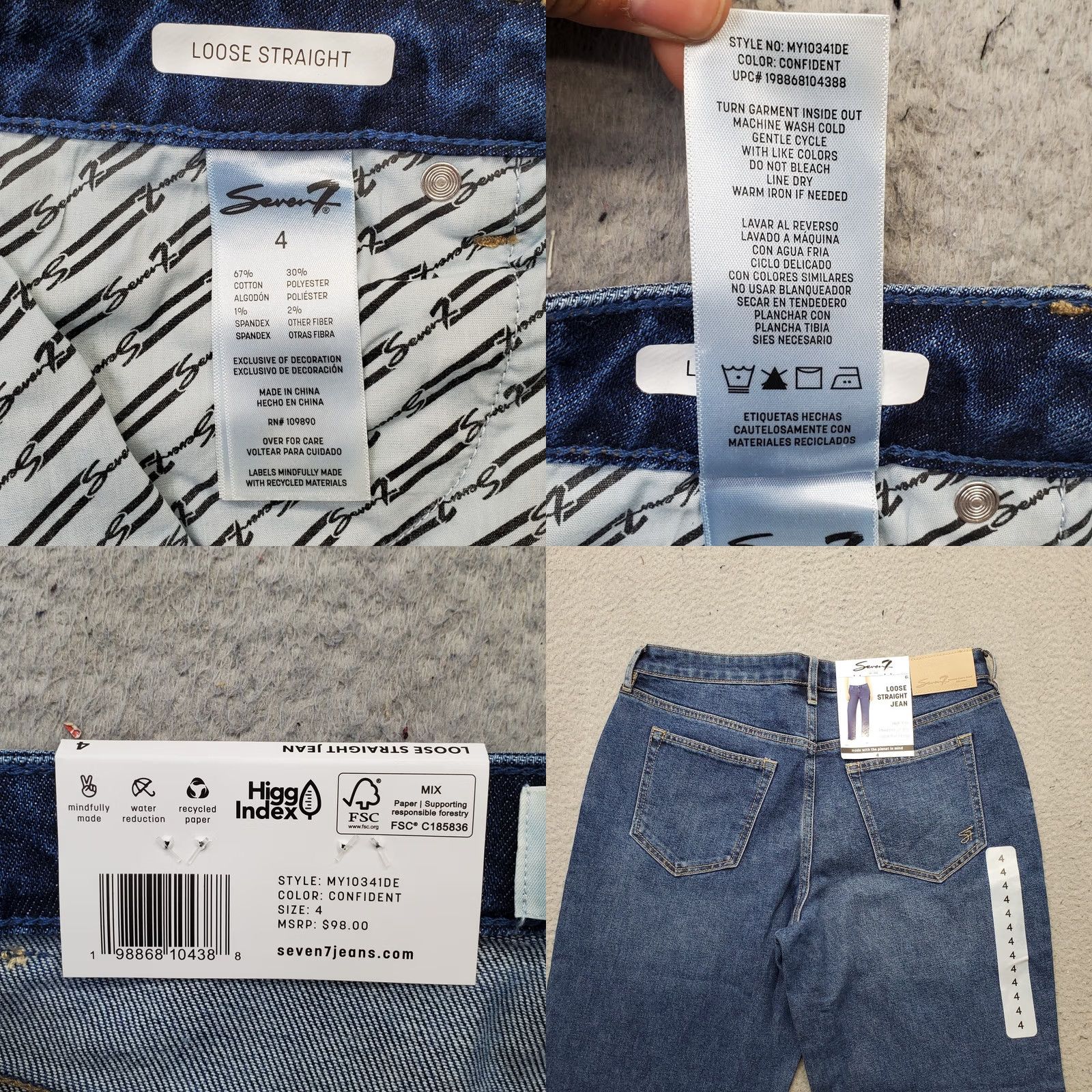 Vintage Seven7 Jeans Womens 4 Blue Denim Fitted Waist Loose Straight High Rise MY10341DE Jeans Womens 4 Blue Denim High Rise Straight Jeans Size 27" / US 4 / IT 40 - 8 Thumbnail