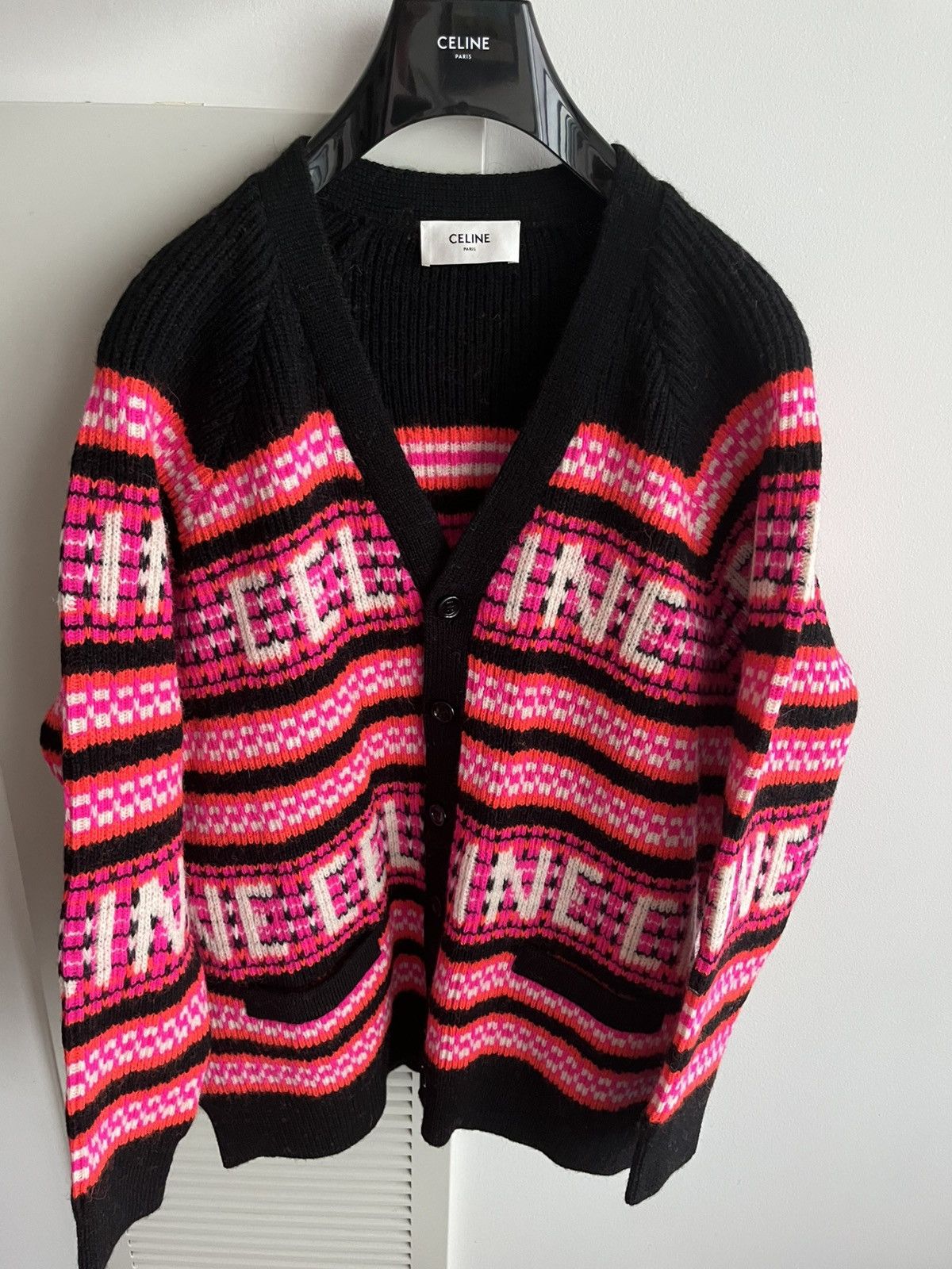 Celine × Hedi Slimane Super Runway Celine Hedi Slimane Logo Cardigan Coat Rare Size US L / EU 52-54 / 3 - 14 Thumbnail