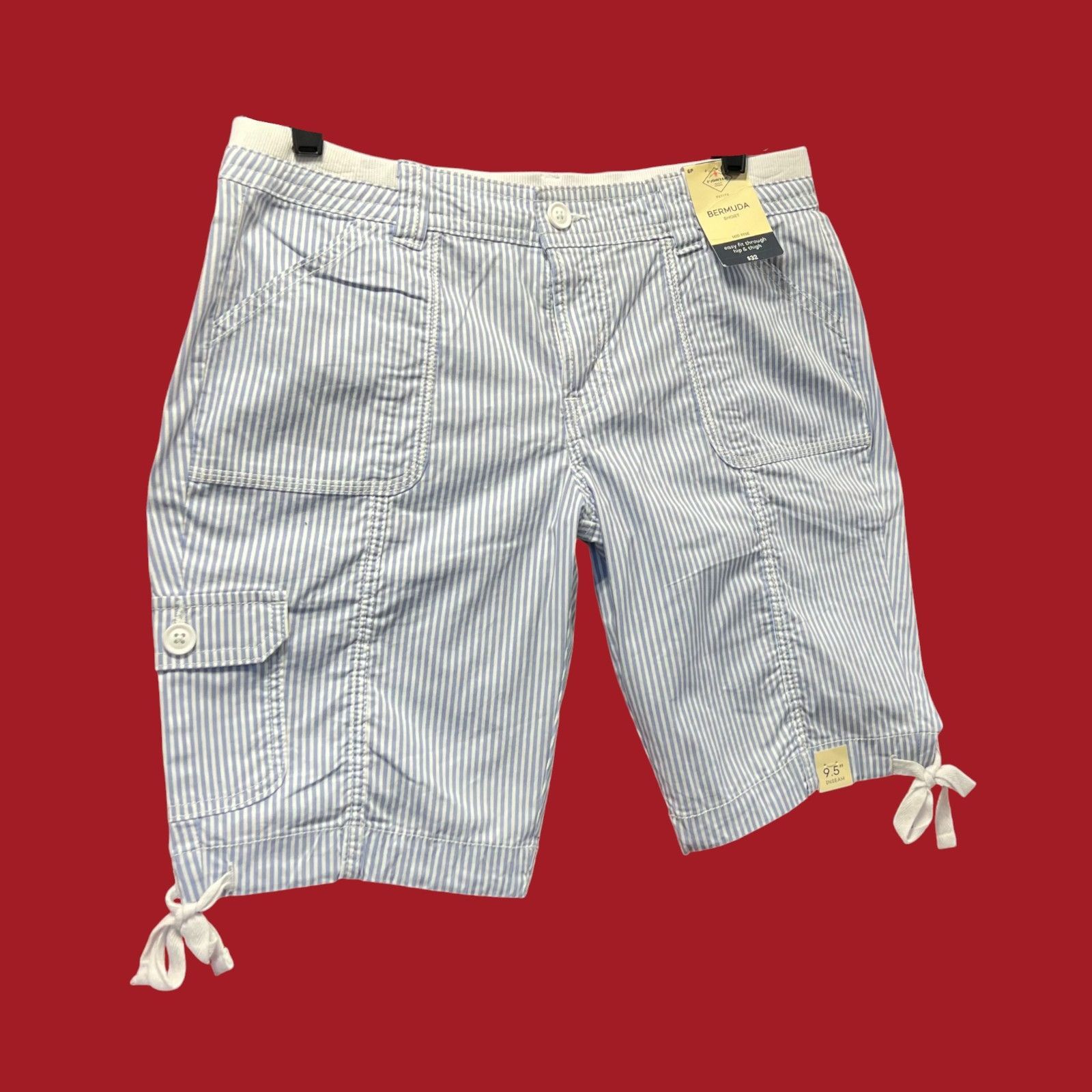 Other St John's Bay - Women's Mid-Rise Striped Cargo Bermuda Short Size 26" / US 2 / IT 38 - 17 Thumbnail