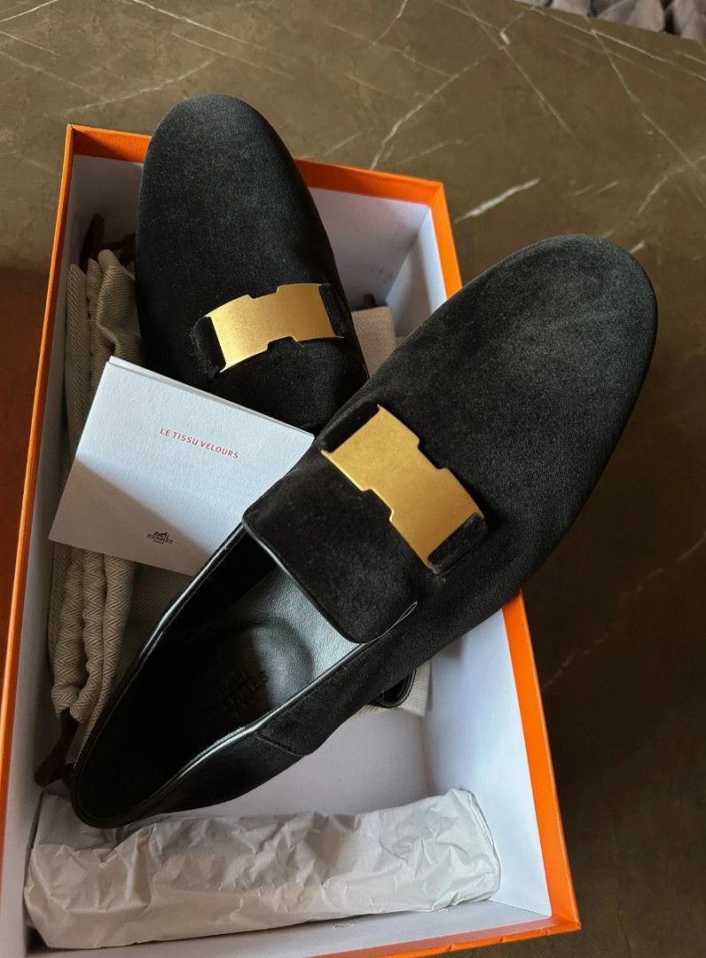 Hermes Mocassini Hermès Pacôme in pregiato velluto nero Size US 8.5 / EU 41-42 - 2 Thumbnail