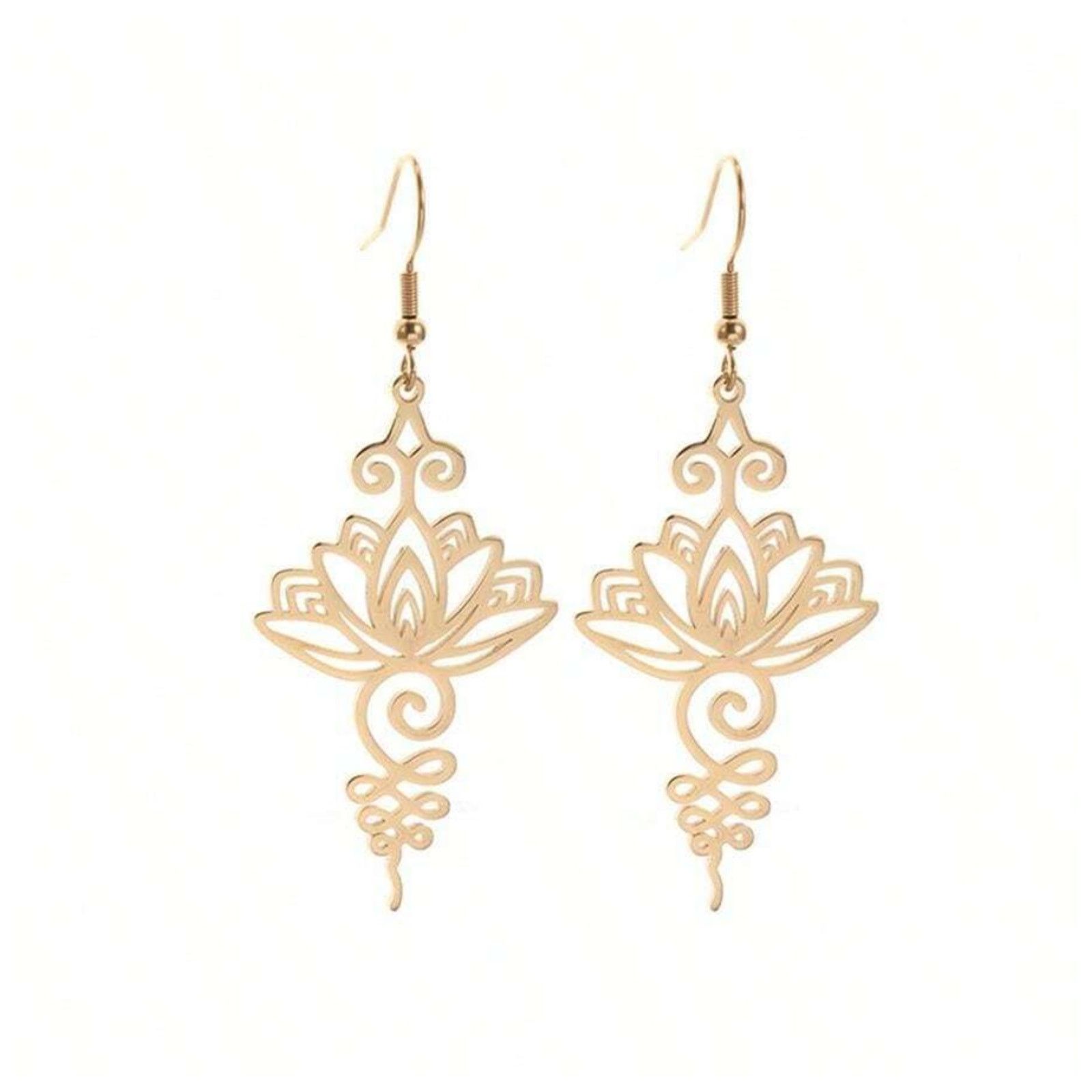 Other Goldtone Stainless Steel Lotus Earrings | Spiritual Zen New Size ONE SIZE - 1 Thumbnail