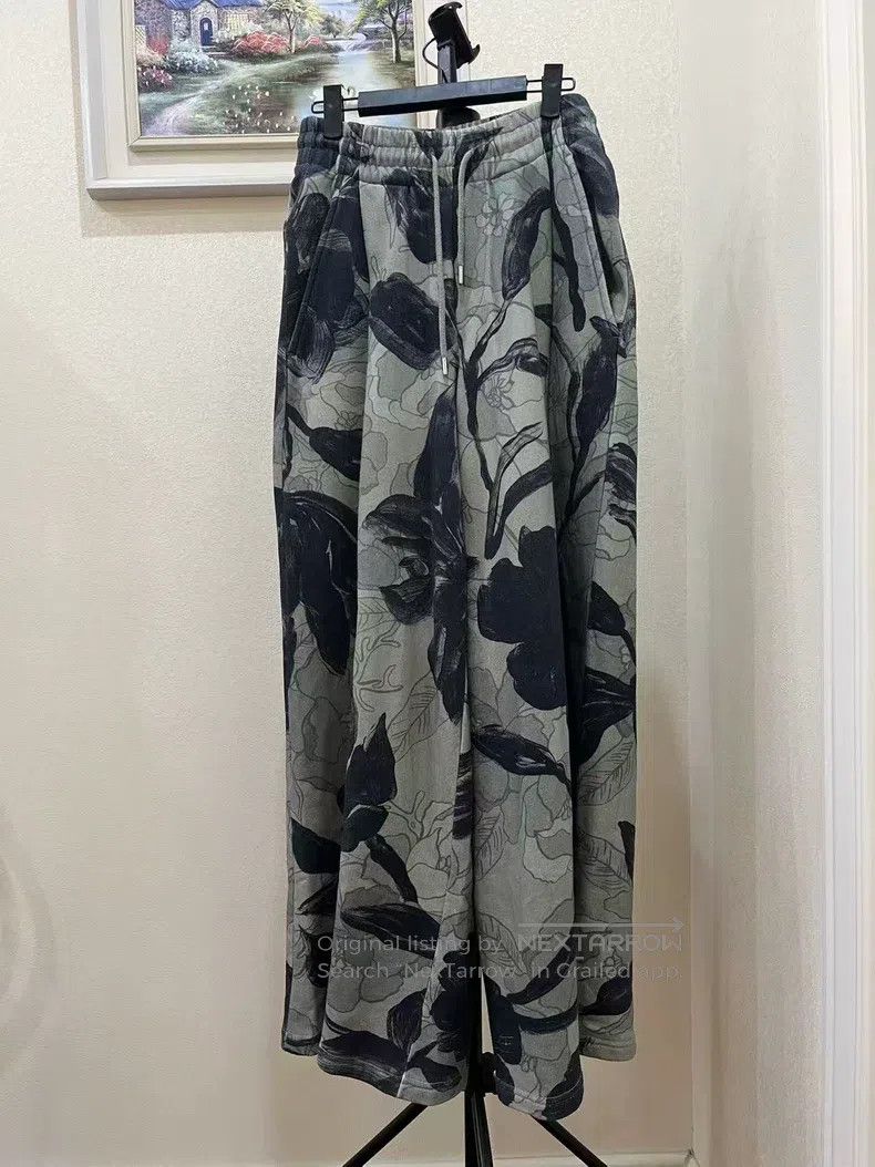 Dries Van Noten Dries Van Noten size:1 Gray Ink Wash Floral Print Long Pan Size 22" - 1 Thumbnail
