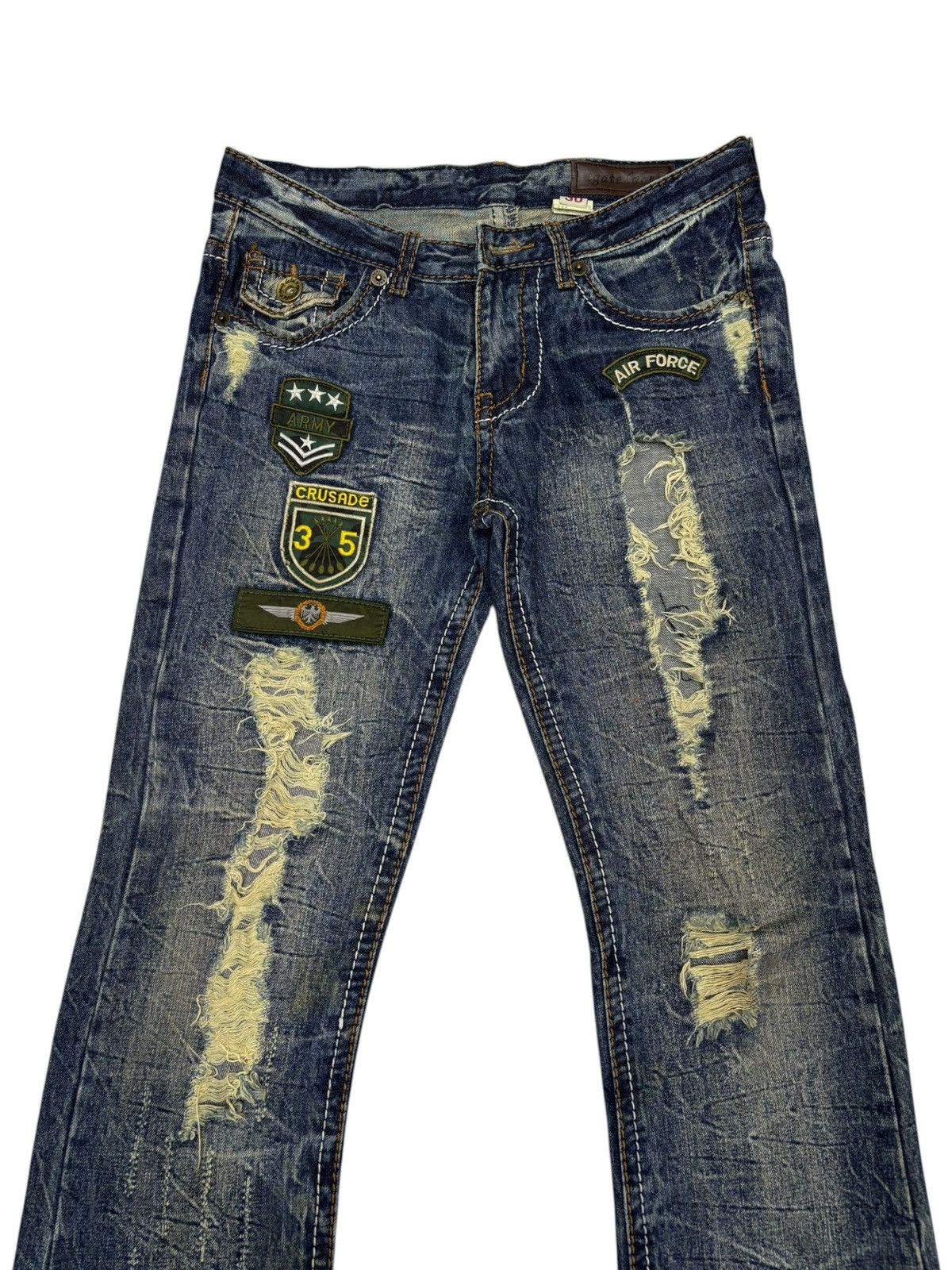Kapital FLARE JEANS AGATE LABEL PATCHES PUNK DISTRESSED DENIM Size US 30 / EU 46 - 5 Thumbnail