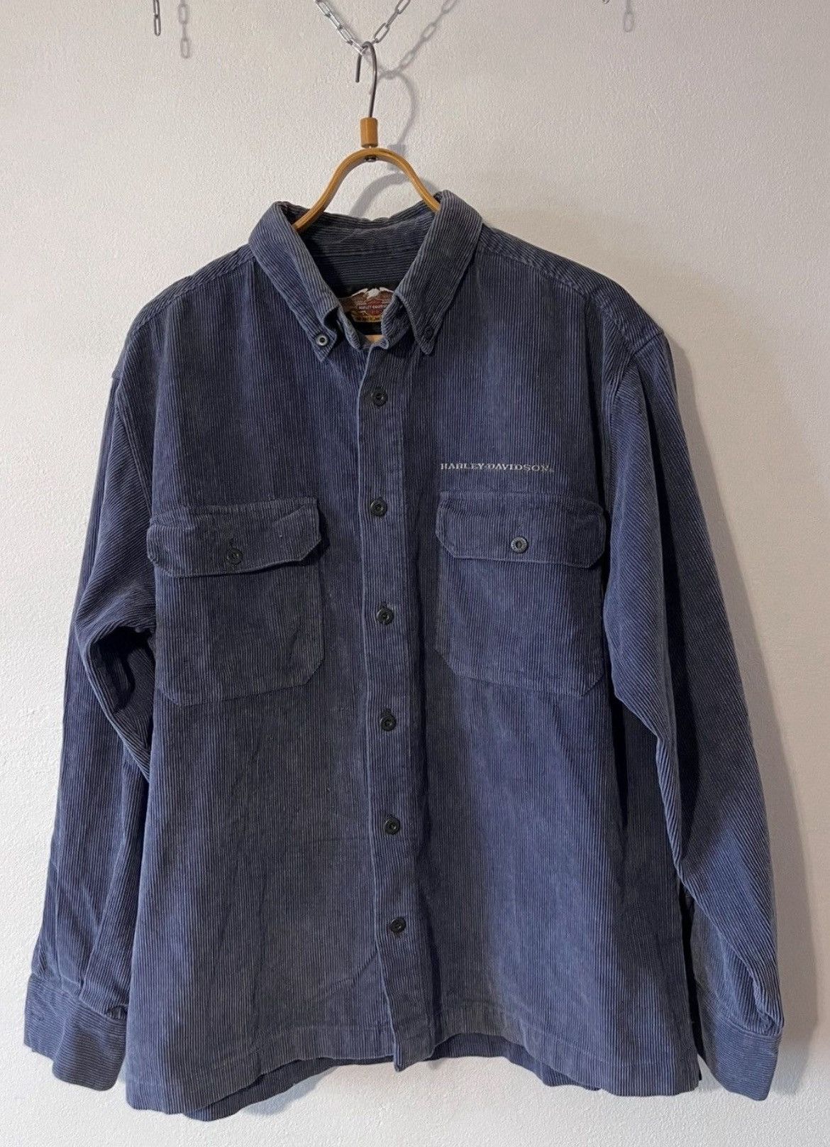 Harley Davidson Harley-Davidson Corduroy Shirt Vintage L Grey Size US L / EU 52-54 / 3 - 1 Thumbnail