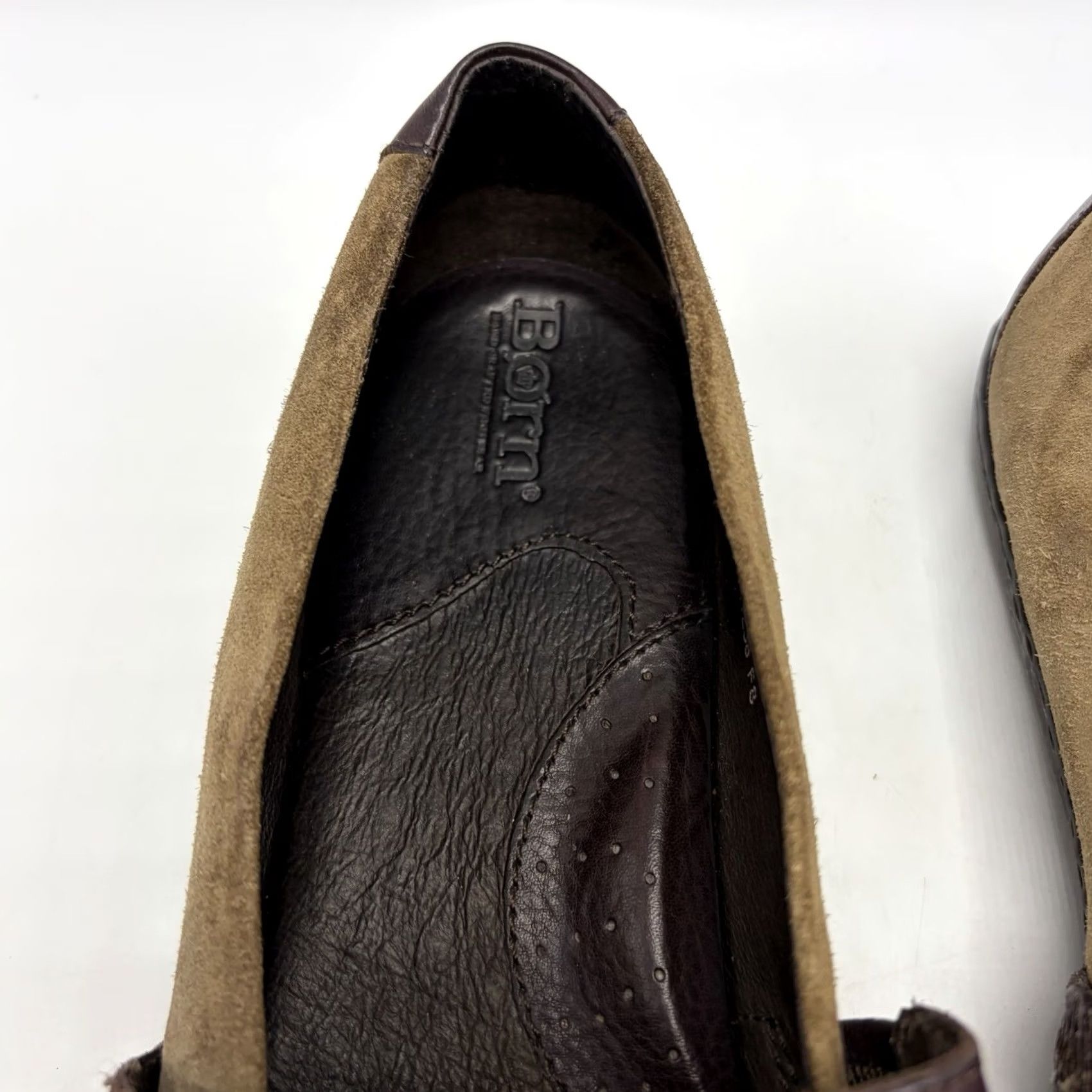 Born Born Womens 9 Brown Leather Mary Jane Flats Ruched Bow Strap Slip On Loafer Size US 7 / IT 37 - 3 Thumbnail