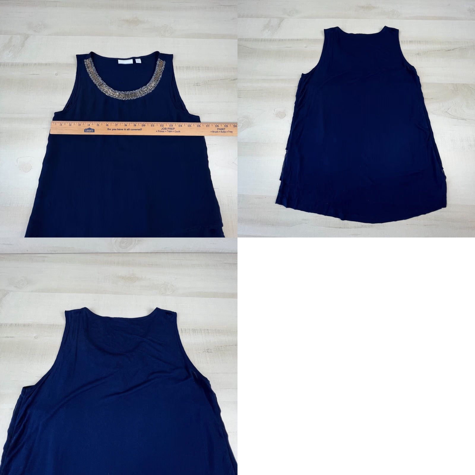 Vintage NY&Co Women's Blue Beaded Neckline Sleeveless Blouse Top XS Size XS / US 0-2 / IT 36-38 - 8 Thumbnail