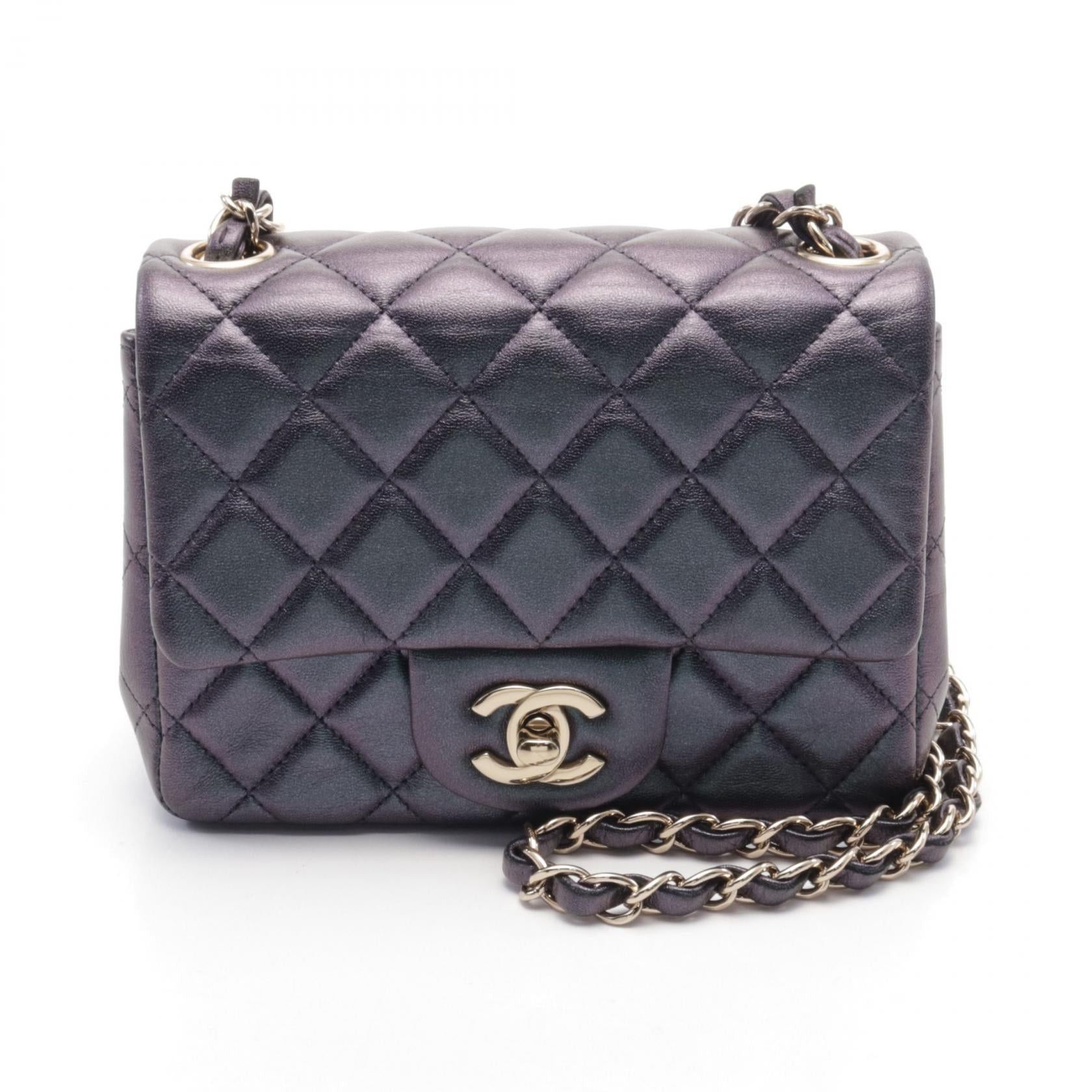 Chanel Chanel Mini Matelasse Chain Shoulder Bag Metallic Lambskin Dark Purple Gold Hardware Size ONE SIZE - 1 Thumbnail