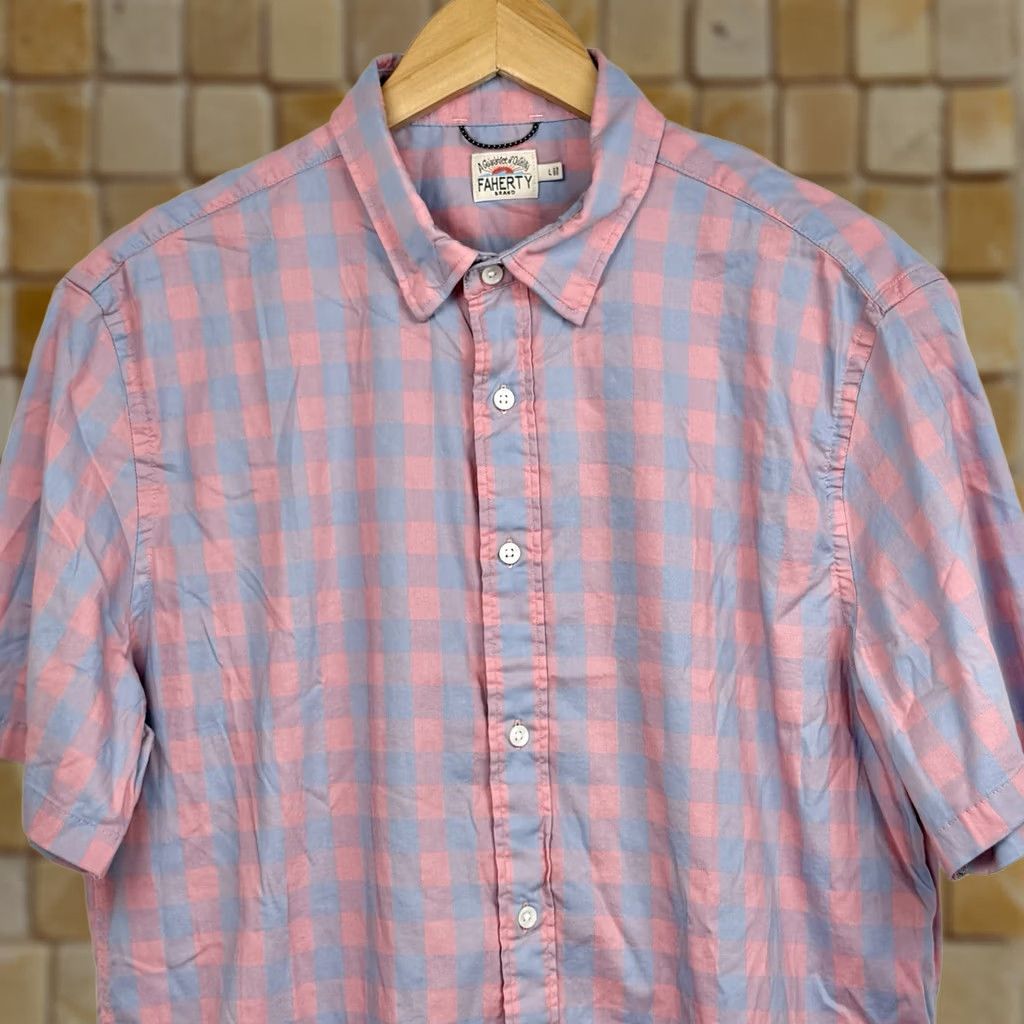 Faherty Faherty Shirt Mens Large The Movement Short Sleeve Button Up Plaid Preppy Shirt Size US L / EU 52-54 / 3 - 1 Thumbnail