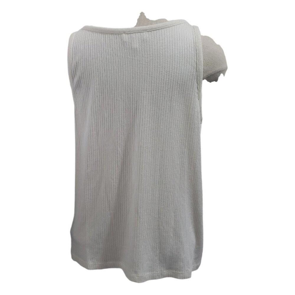 Designer CT1837 Haven Well Within Cream Ribbed Lounge Tank Top M Size M / US 6-8 / IT 42-44 - 4 Thumbnail
