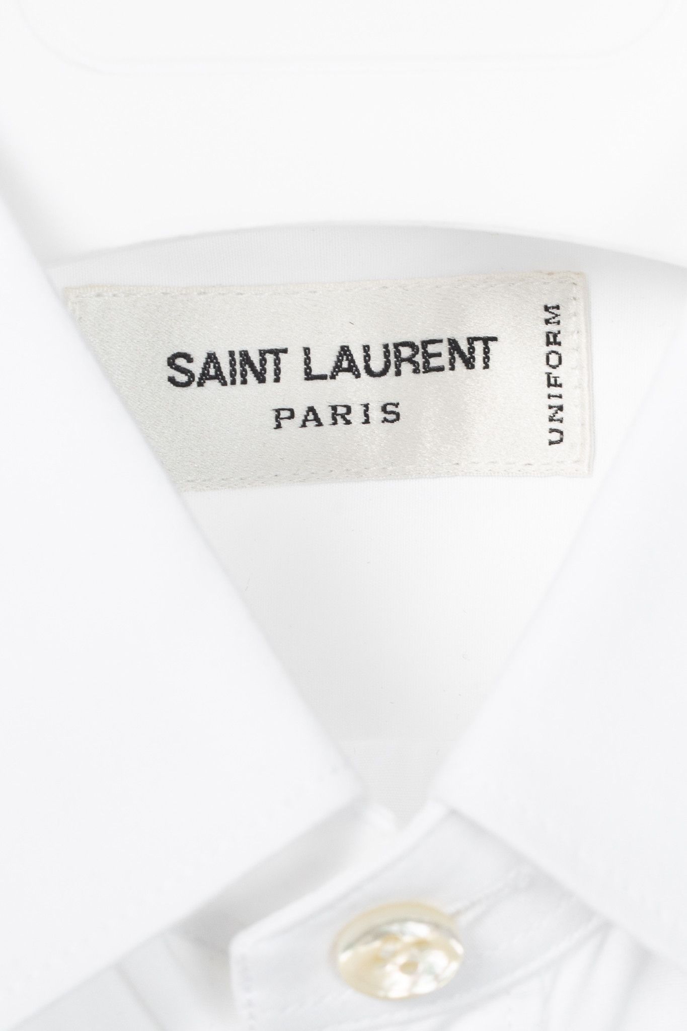 Saint Laurent Paris Saint Laurent White Cotton-Poplin Buttoned Shirt Size S / US 4 / IT 40 - 4 Thumbnail