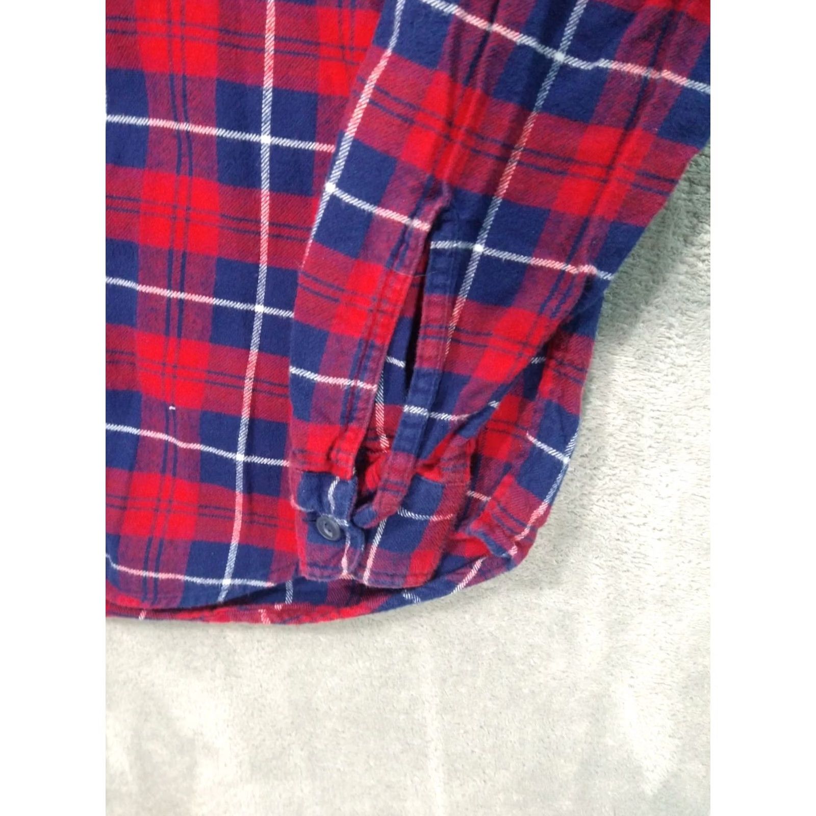 J.Crew J.CREW Shirt Mens Large Red Blue Plaid Flannel Long Sleeve Button Up Cotton Size US L / EU 52-54 / 3 - 3 Thumbnail