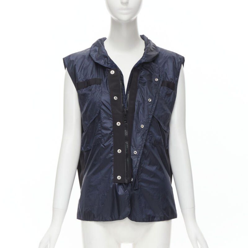 Sacai SACAI 2015 navy blue light nylon technical pocket grosgrain zip vest S Size US S / EU 44-46 / 1 - 1 Thumbnail