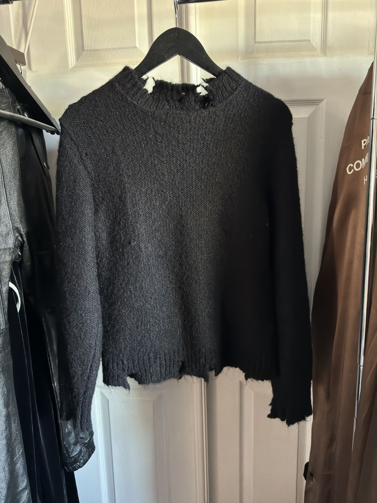 image of Maison Margiela Aw00 Distressed Miss Deanna Knit Sweater in Black, Men's (Size Medium)