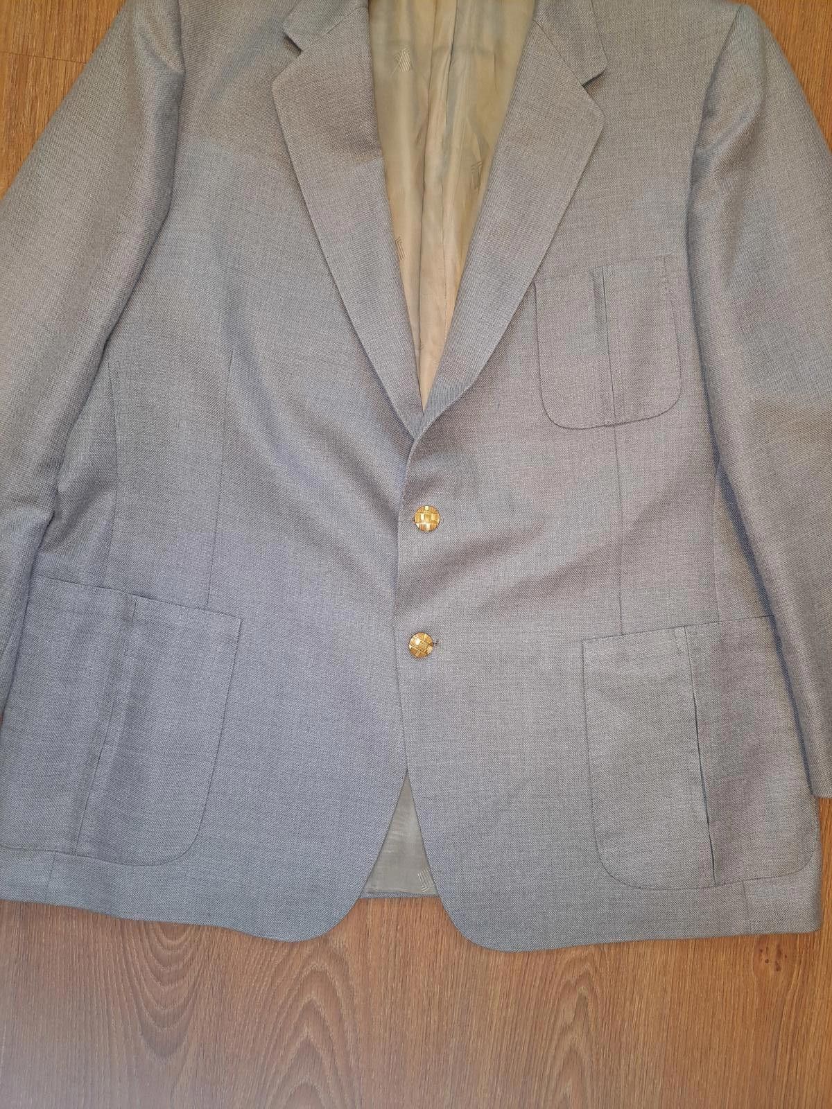 Lanvin Lanvin Blazer Mens 48L Gray Gold Buttons Sharkskin Wool Size 48L - 6 Thumbnail