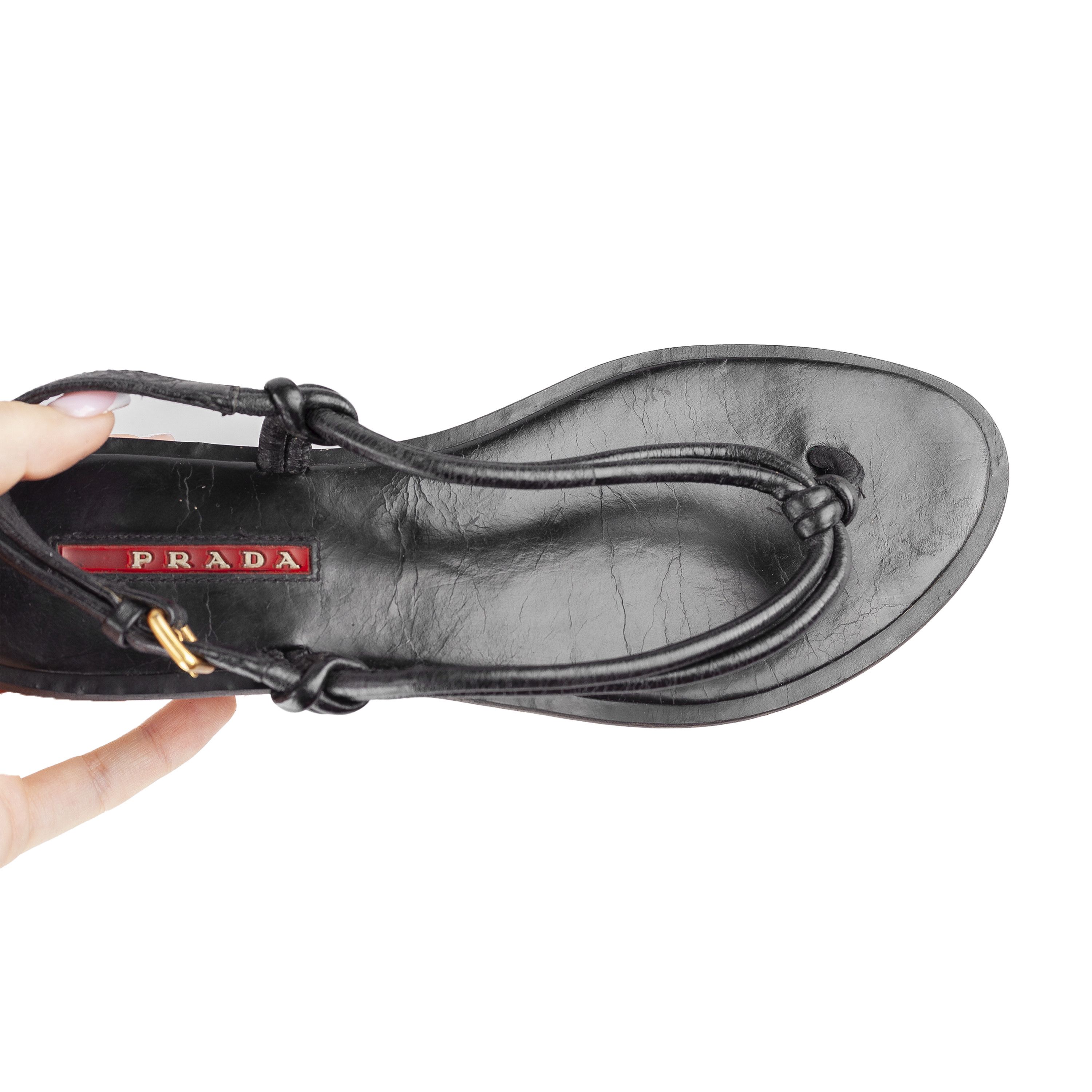 Prada Prada Sport Vintage Black Flat Thong Sandals (38 IT / 38 EU) Size US 7 / IT 37 - 3 Thumbnail
