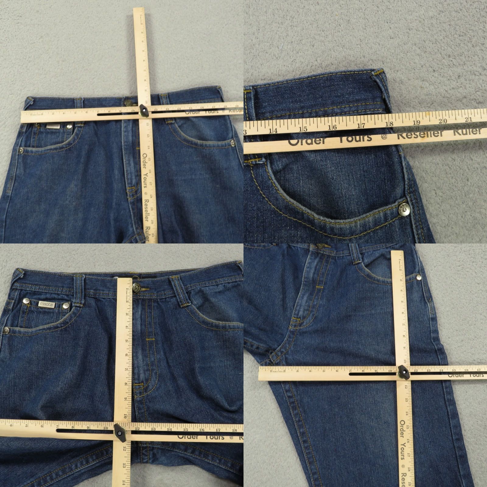 Vintage Mecca Jeans Mens 34x30 Y2K Embroidered Flap Pocket Grunge Skater Wide-Leg Pipes Jeans Size US 34 / EU 50 - 8 Thumbnail
