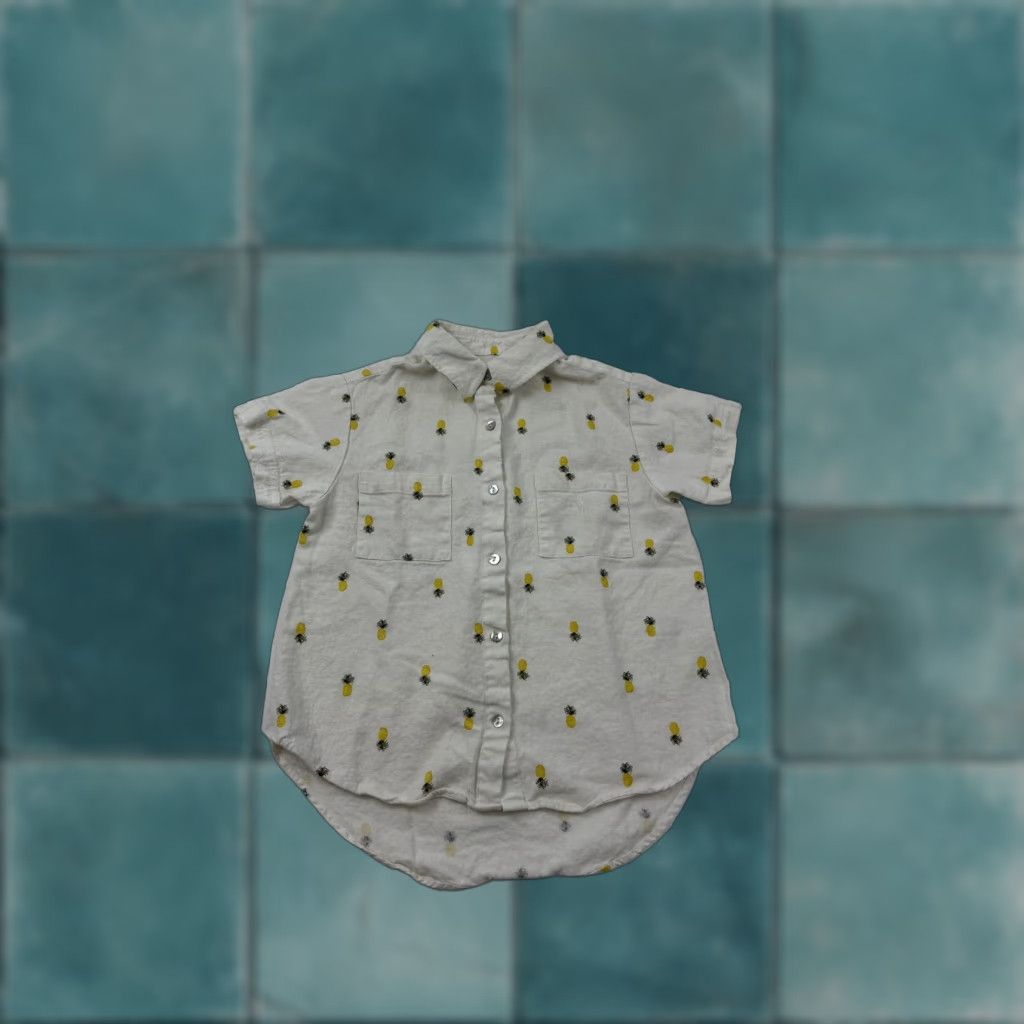 Vintage VINTAGE Rae Dunn Shirt Womens XS White Yellow Pineapple Print Linen Blend Button Up Size XS / US 0-2 / IT 36-38 - 1 Thumbnail