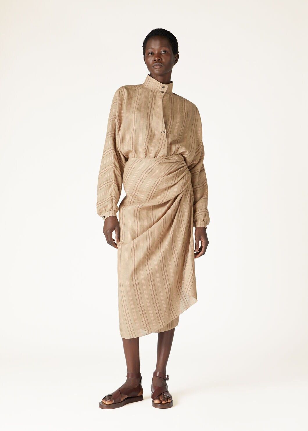 Loro Piana o1srvl11e0725 FAO0418 Linen Shay Shirt in Beige Size XS / US 0-2 / IT 36-38 - 2 Thumbnail