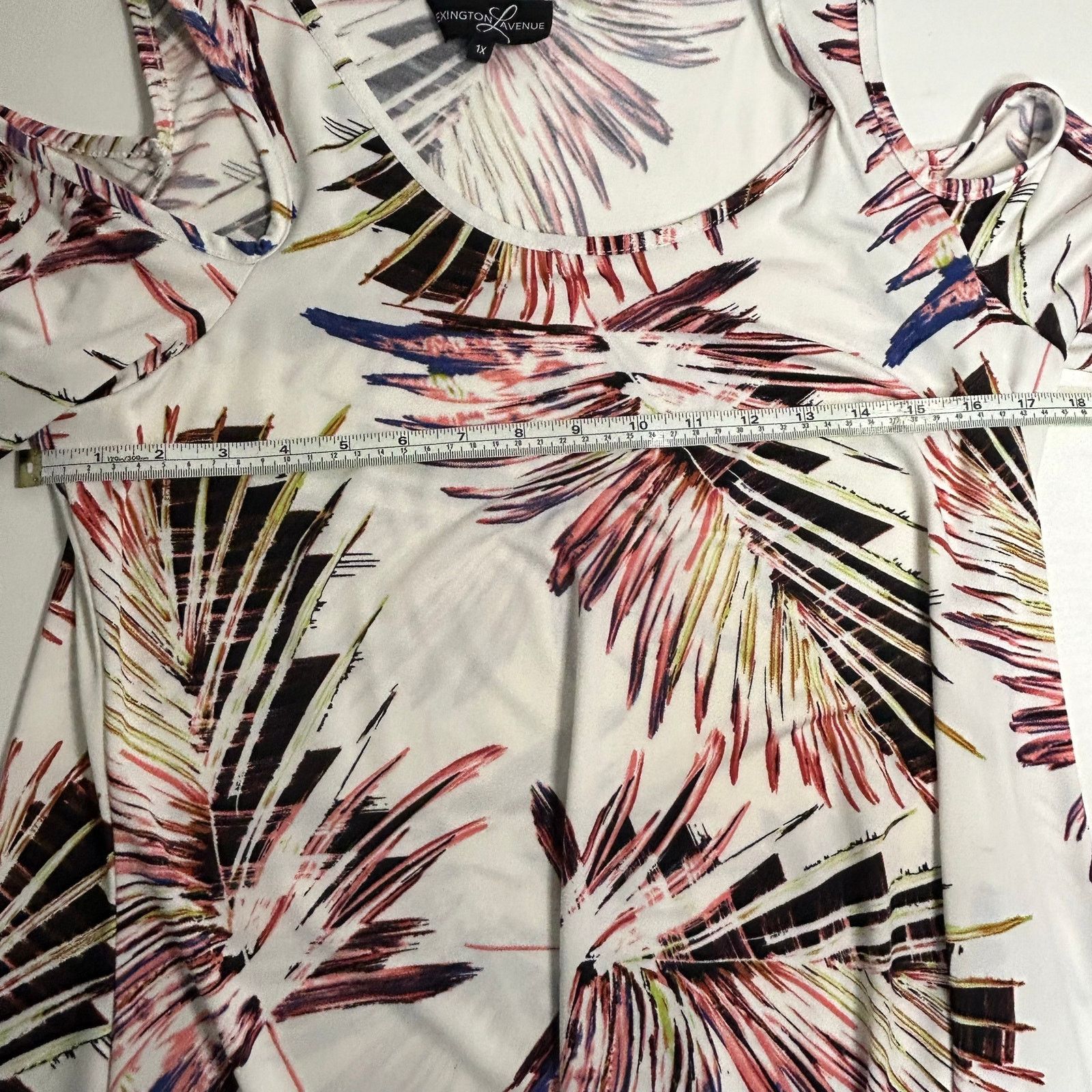 Other Lexington Avenue Tropical Palm Cold Shoulder Dress 1X Size XXL / US 16-18 / IT 52-54 - 5 Thumbnail