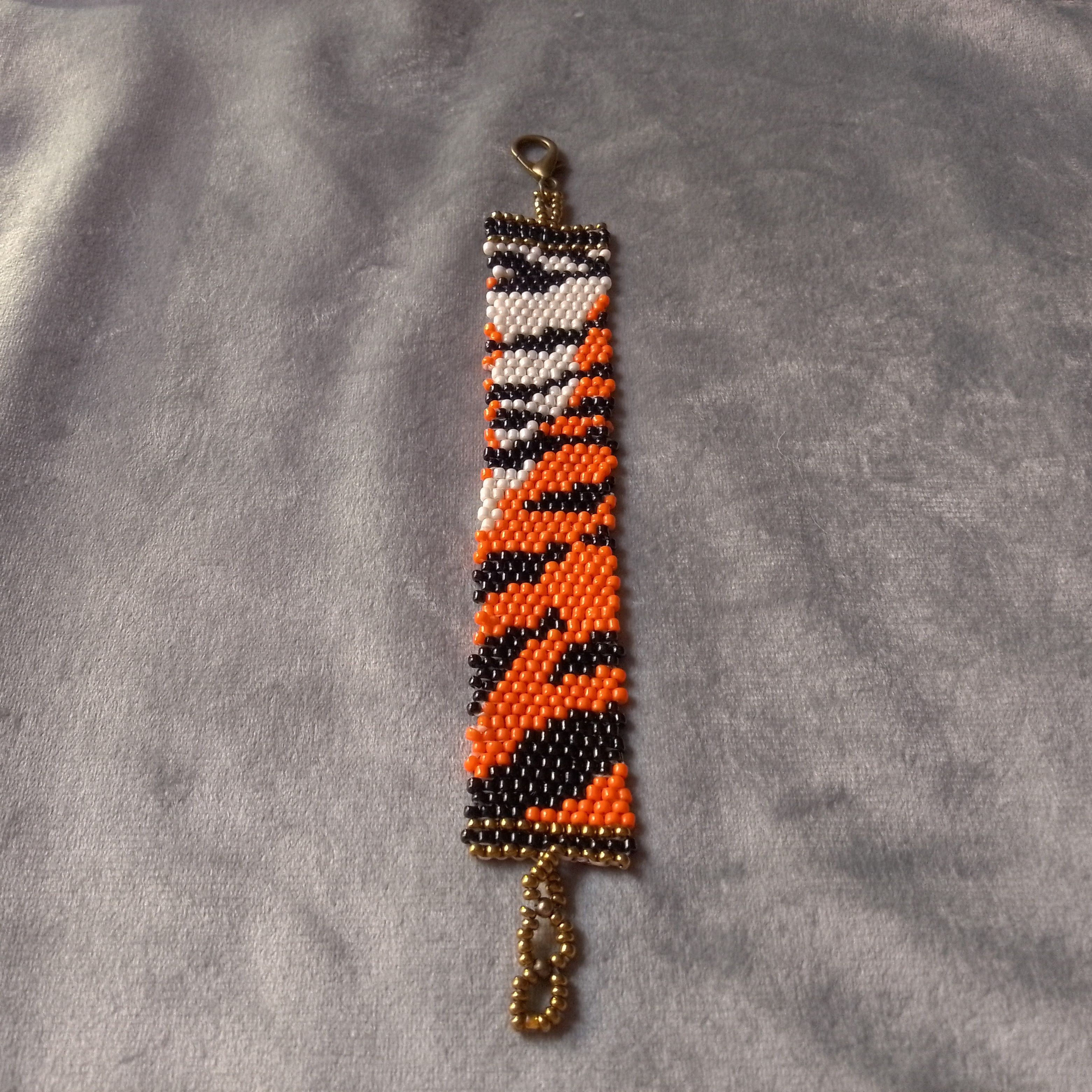 Handmade Bracelet Tiger Skin Beaded In Glass Ethnic Size ONE SIZE - 3 Thumbnail