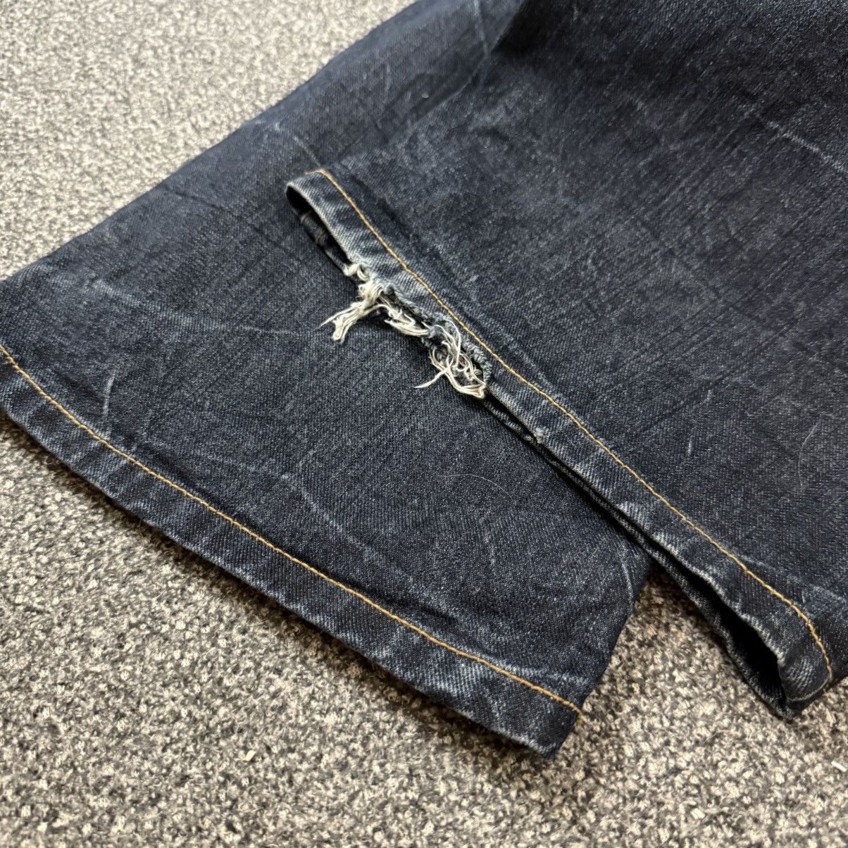 If Six Was Nine 🔥🇯🇵 Japanese Flared Cross Distressed Sorridere Jeans Size US 33 - 13 Thumbnail