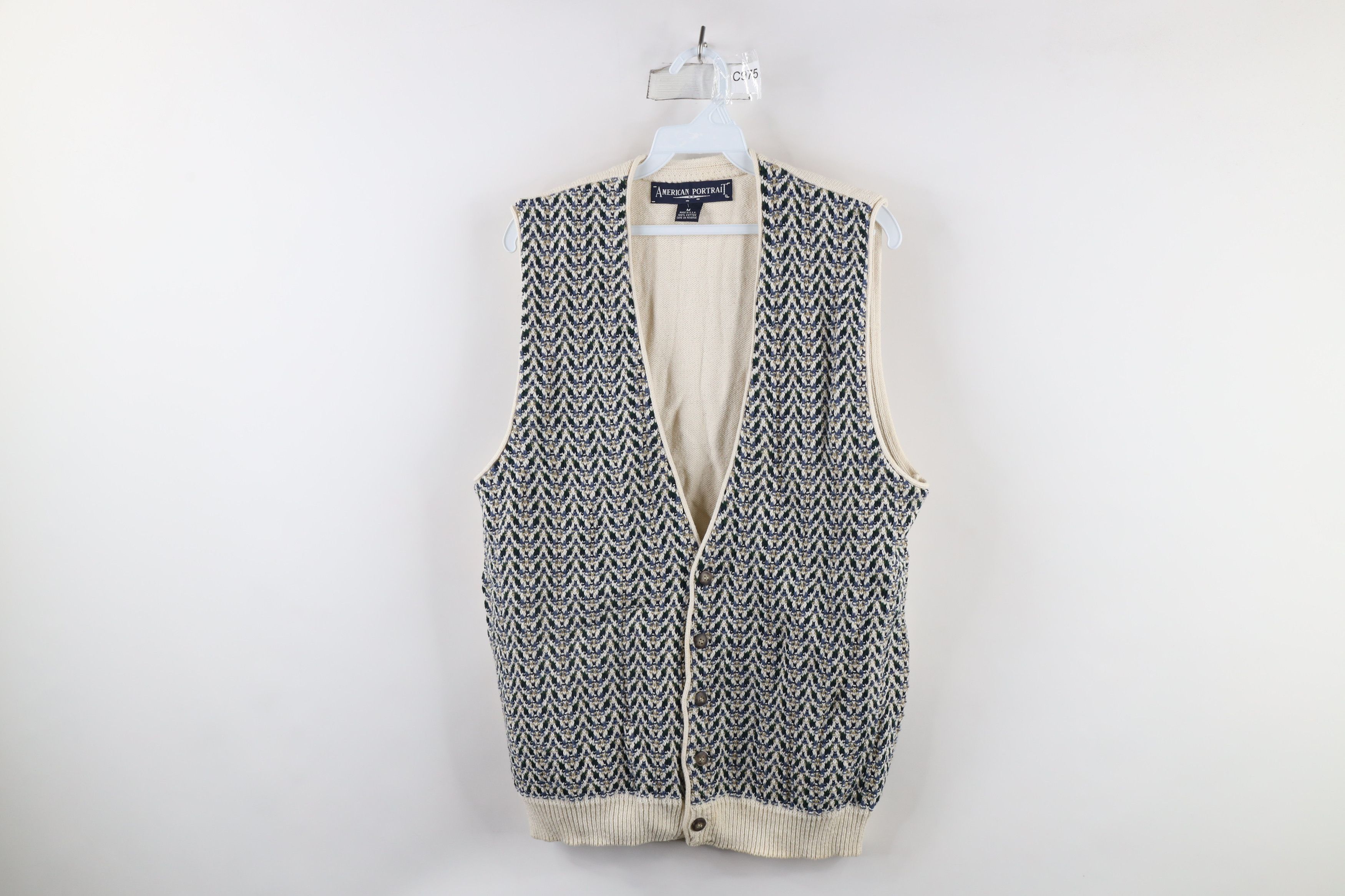 Vintage Vintage 90s Streetwear Herringbone Knit Sweater Vest USA Size US M / EU 48-50 / 2 - 1 Thumbnail