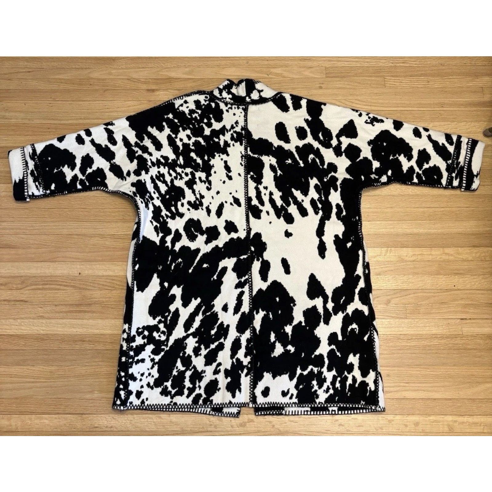 The Unbranded Brand Rara Avis By Iris Apfel Black White Oversized Open Coat S Size S / US 4 / IT 40 - 10 Thumbnail