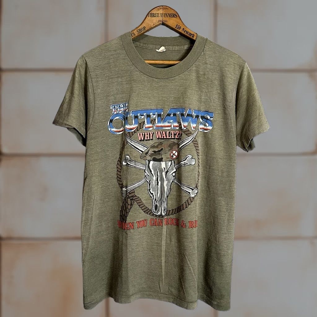 Vintage VINTAGE The Outlaws Tour Shirt Rockabilly Green 1980s Mens L Graphic Tee Short Sleeve Size L Size US L / EU 52-54 / 3 - 1 Thumbnail