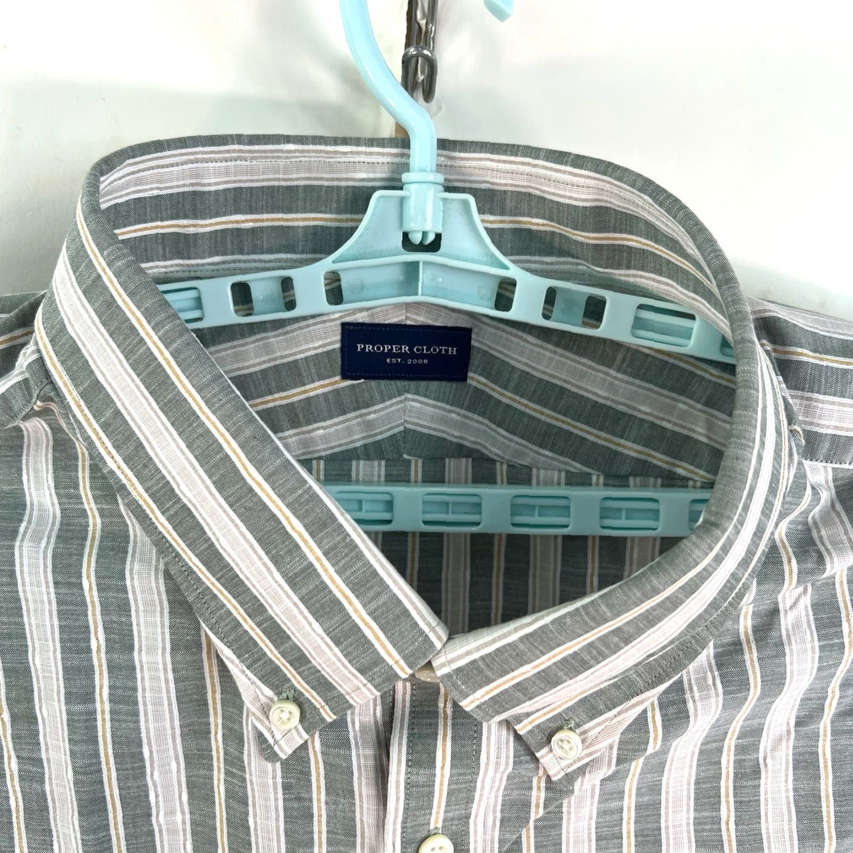 CLOT VINTAGE Cloth Men's Button-Down Shirt Size 21/38 4XL Green Striped Wool Casual Size US XXL / EU 58 / 5 - 3 Thumbnail