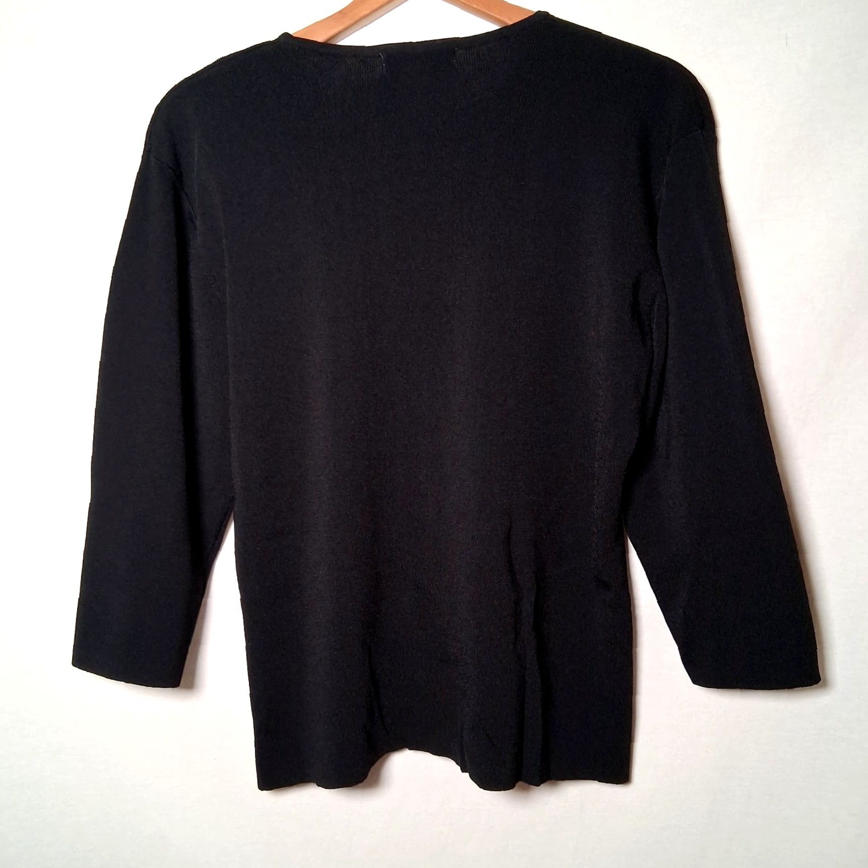 Vintage VINTAGE Dressbarn Sweater Women XL Black Beaded Sequin Pink Rose Roses Sleeve 3/4 Round Neck Pullover Knit Size XL / US 12-14 / IT 48-50 - 2 Thumbnail