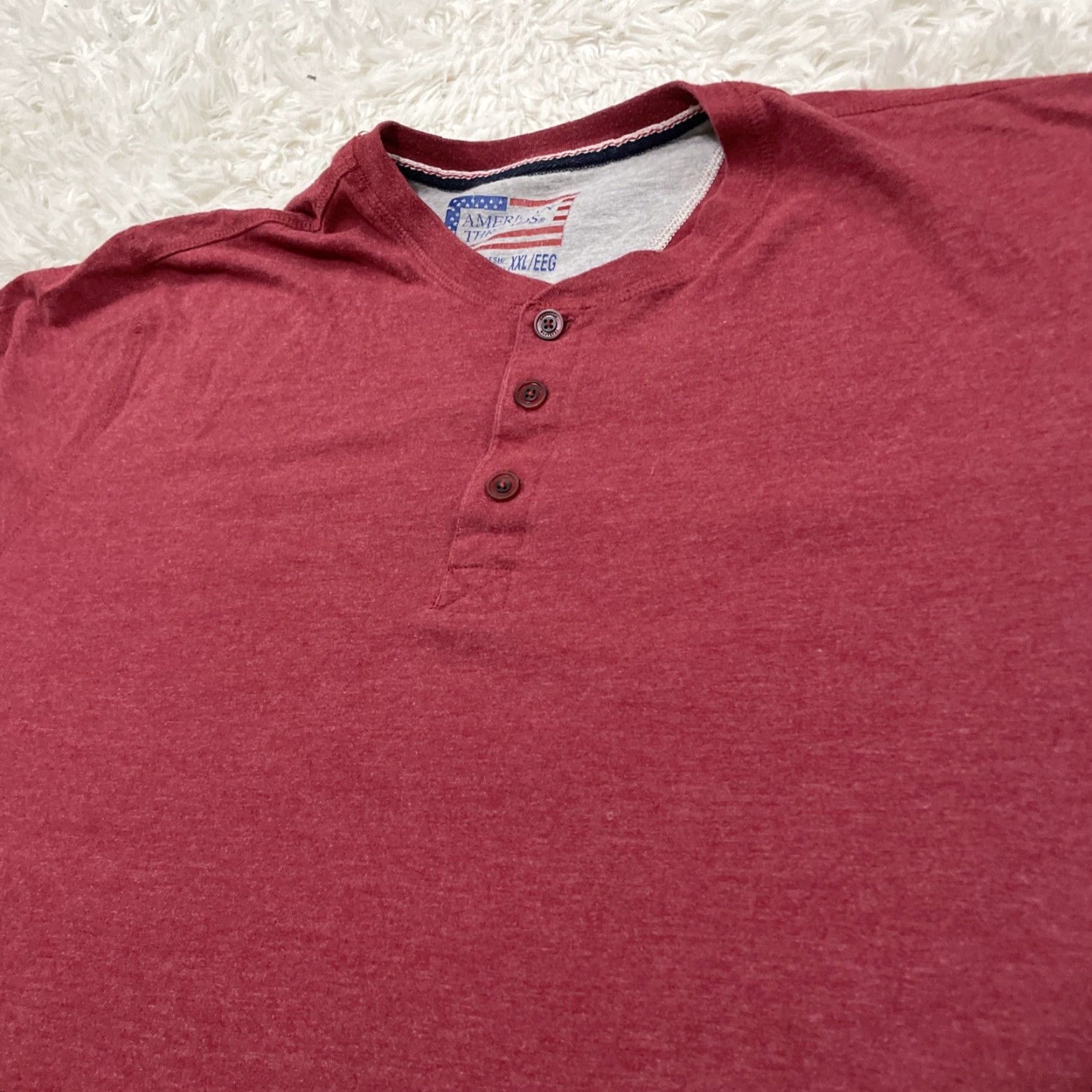 Vintage VINTAGE American Threads Henley Shirt Men 2XL Short Sleeve Red Pink 90s Grunge Streetwear T-Shirt Mens Size US XXL / EU 58 / 5 - 3 Thumbnail