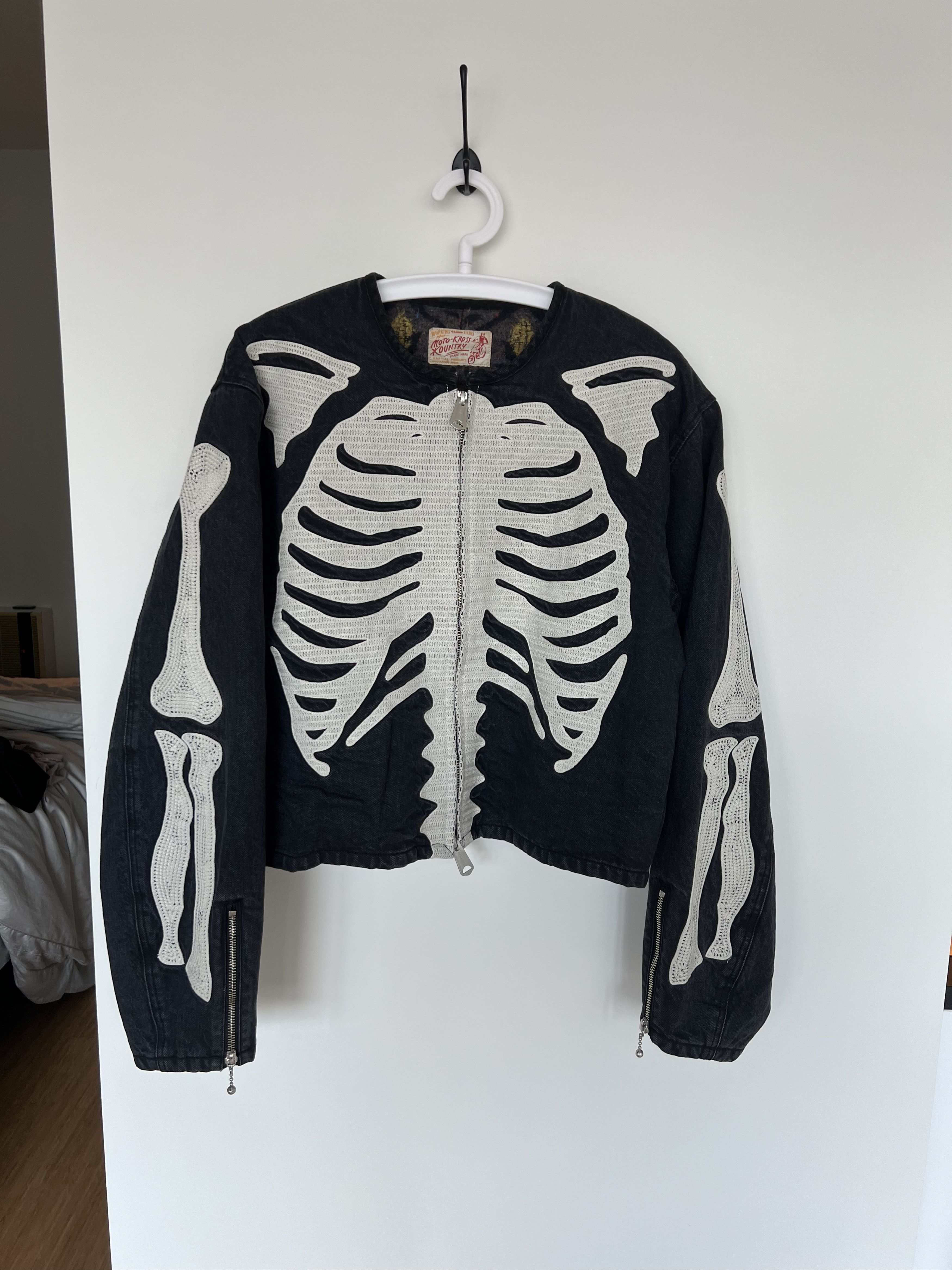 Pre-owned Kapital Skeleton Bone Denim Jacket In Black Denim