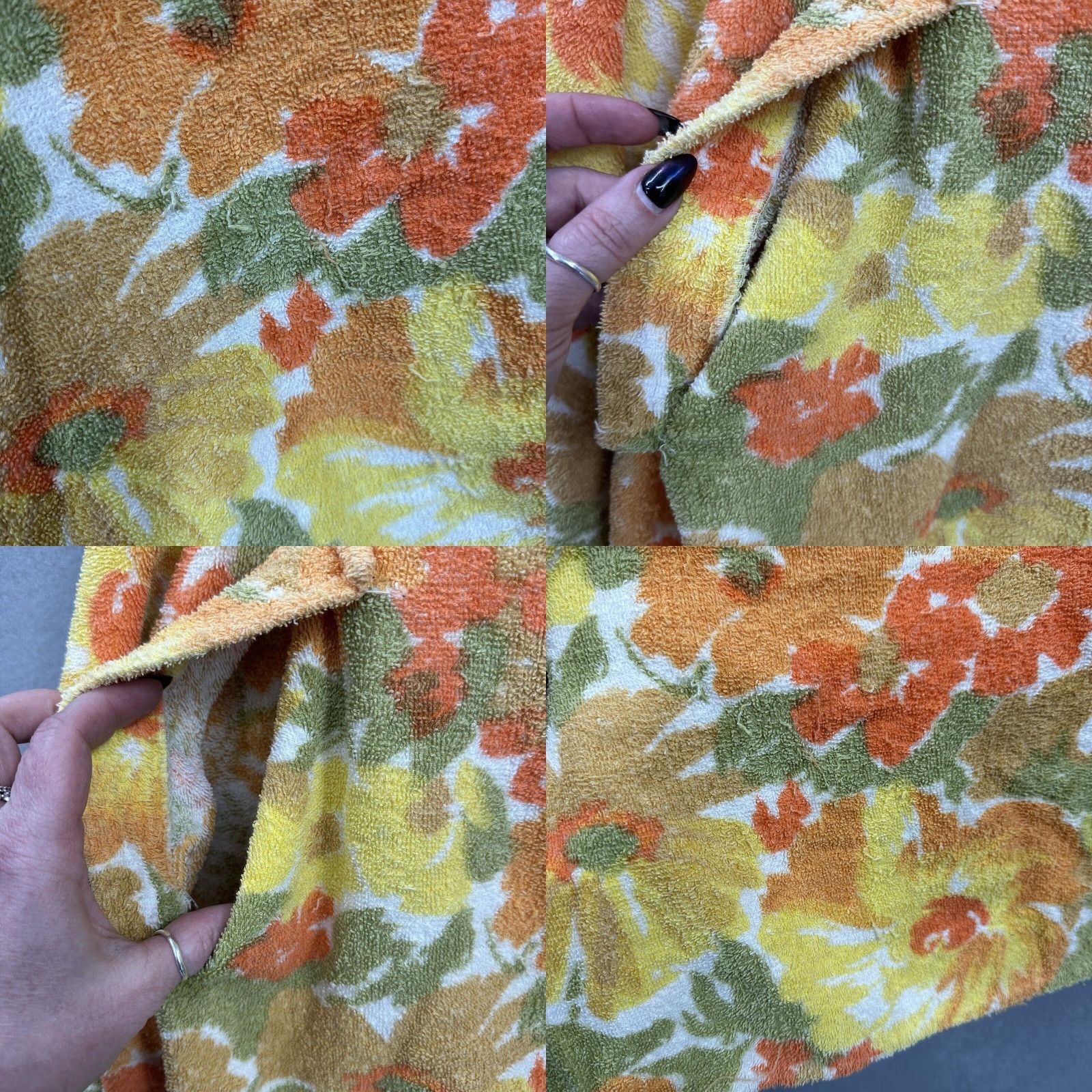 Etro VINTAGE Jaybro Cotton Terrycloth Poncho Orange Flower Casual 1970s Hippy One Size Womens Size ONE SIZE - 8 Thumbnail