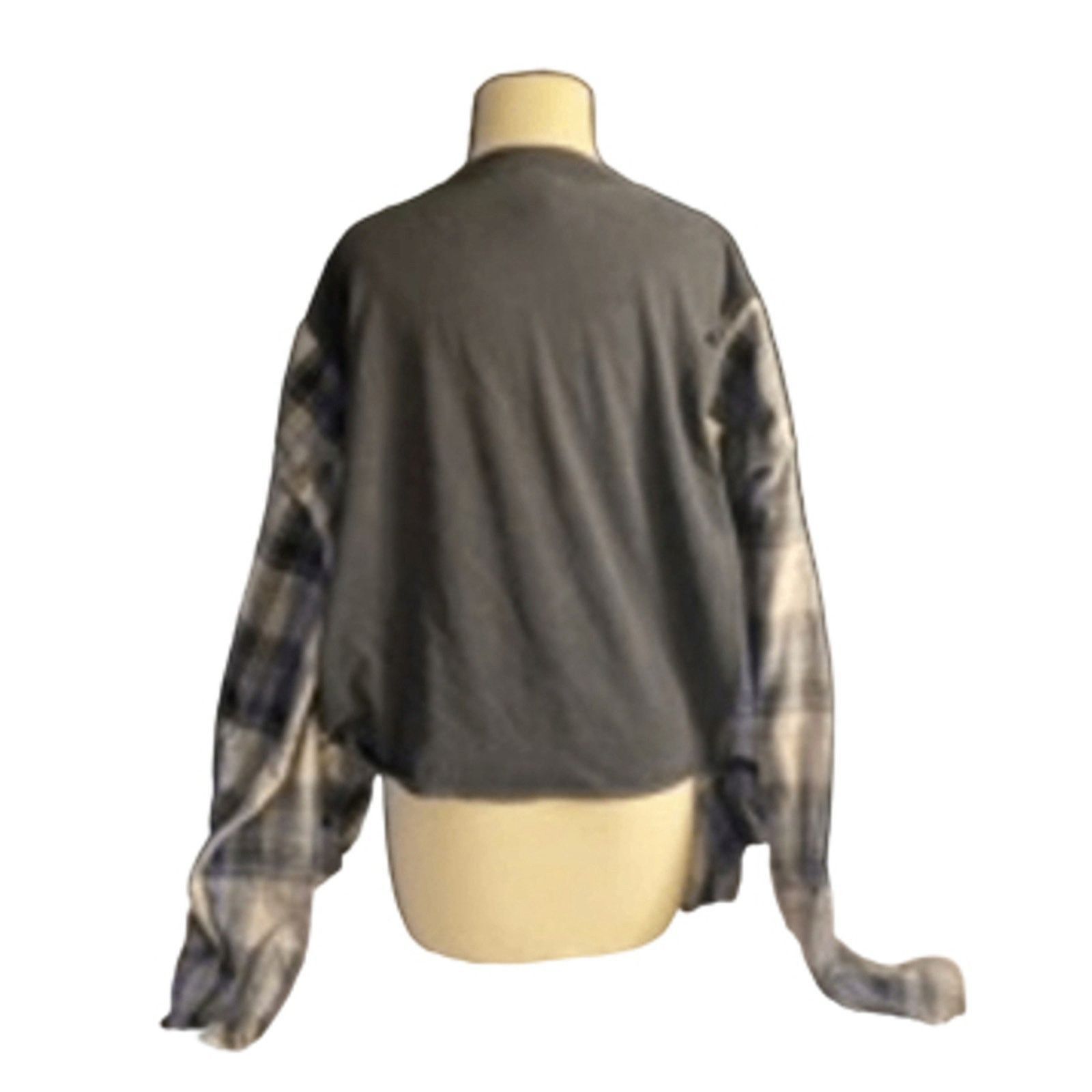 Handmade Upcycled Grunge Graphic Flannel Top XL–2X Size ONE SIZE - 4 Thumbnail