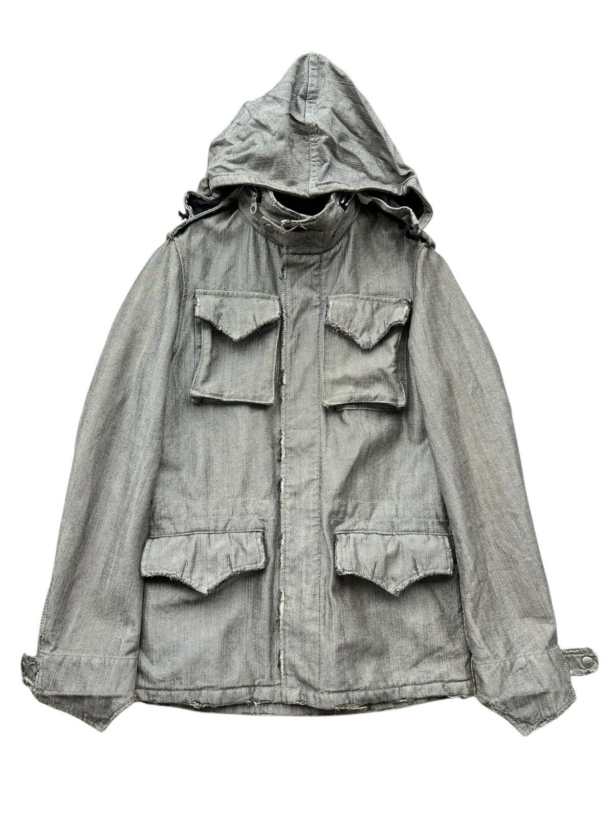 FranCisT MOR.K.S Francist Mor.K.S M65 Distressed Silver Goth Denim Jacket Size US S / EU 44-46 / 1 - 1 Thumbnail