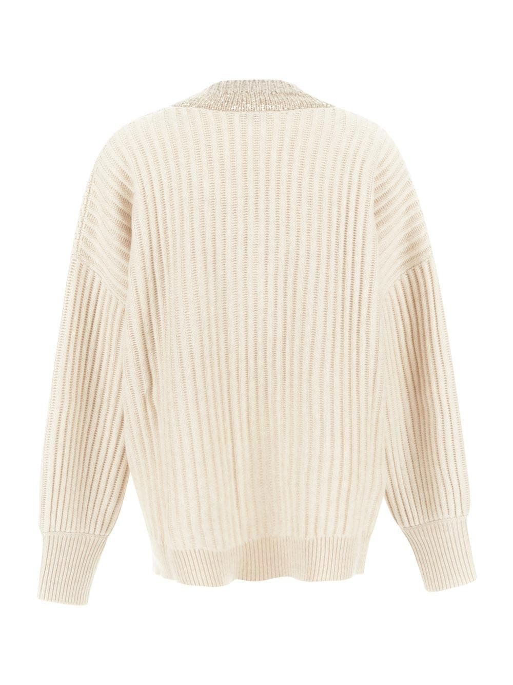 Brunello Cucinelli o1y0725 Cashmere Blend Sweater in Beige Size M / US 6-8 / IT 42-44 - 2 Thumbnail
