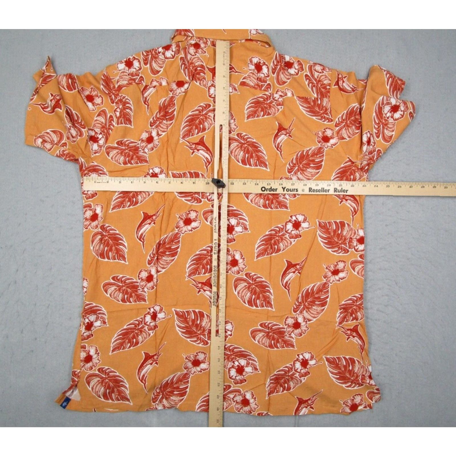 Guy Harvey VINTAGE AFTCO Guy Harvey Men's Large orange floral Marlin Hawaiian shirt casual short sleeve button-up beach tropical summer Size US L / EU 52-54 / 3 - 6 Thumbnail