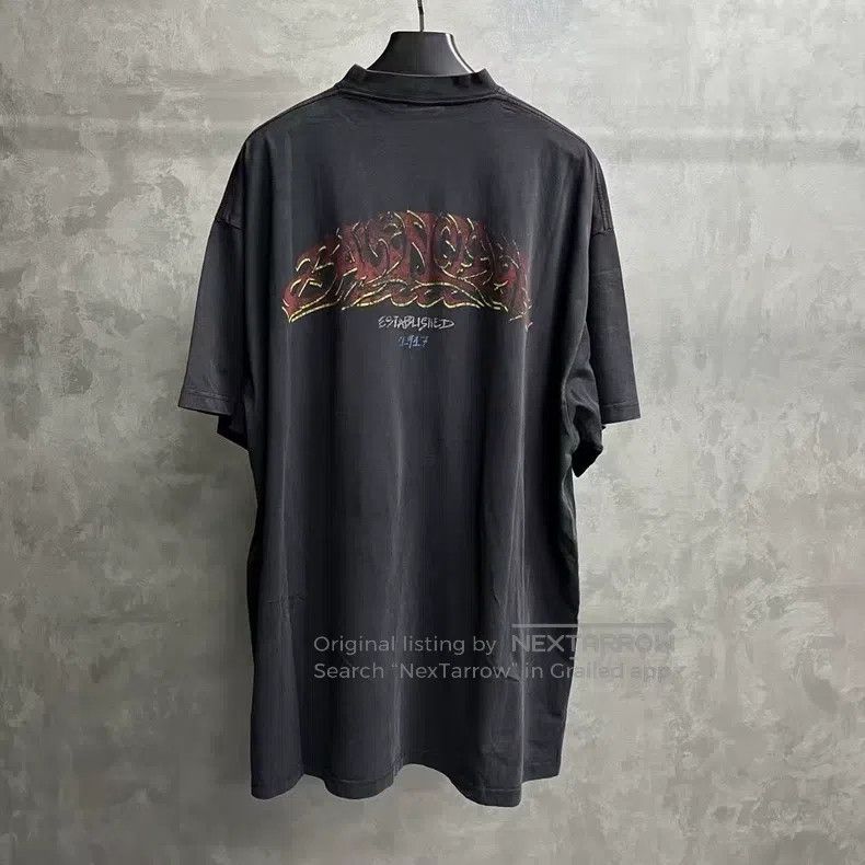 Balenciaga Balenciaga Black Solid Pattern Printed Round Neck Short Sl Size US M / EU 48-50 / 2 - 5 Thumbnail
