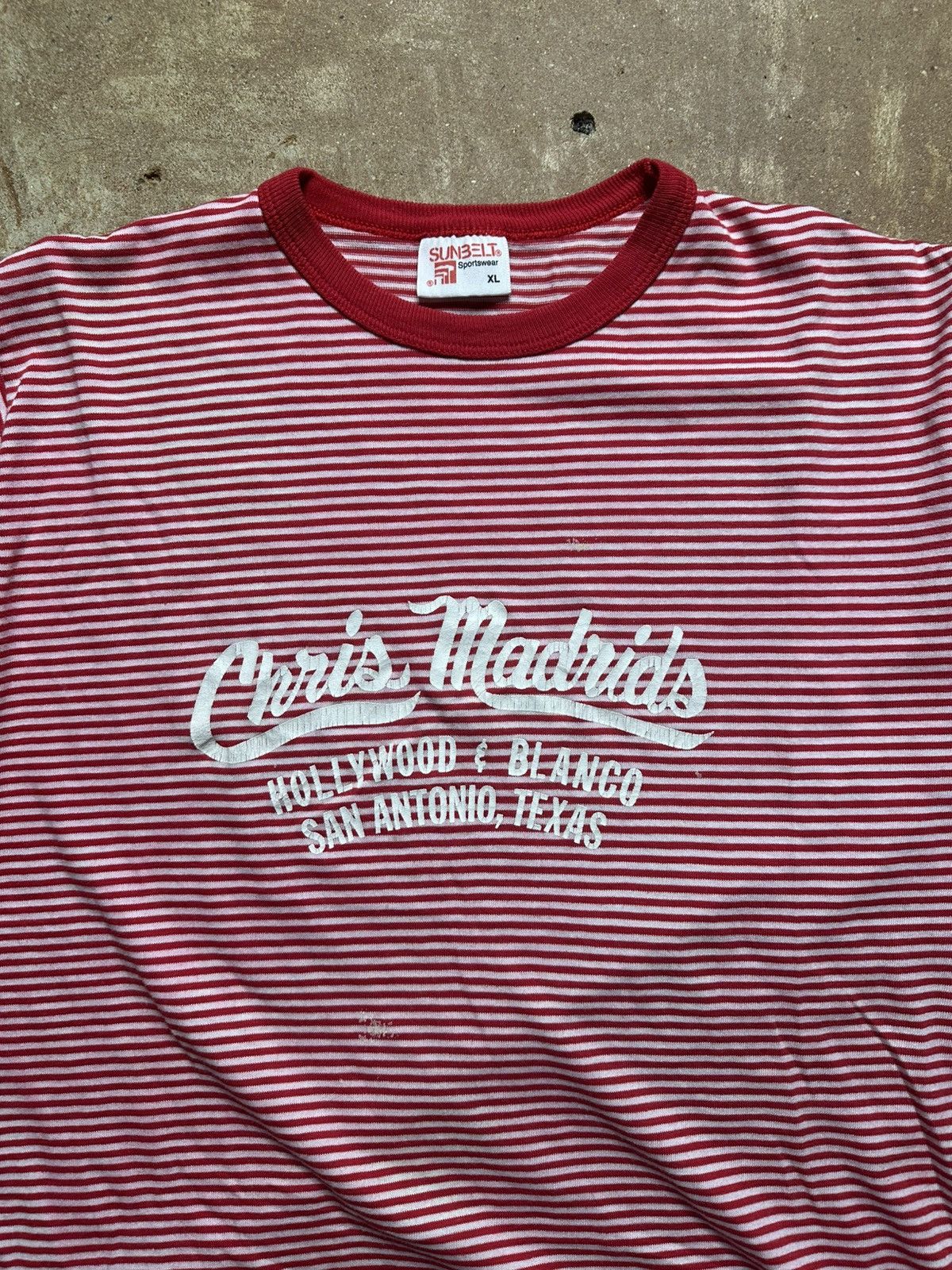 Vintage 1970s Striped “Chris Madrid’s” Single Stitch Tee Shirt Size US L / EU 52-54 / 3 - 2 Thumbnail
